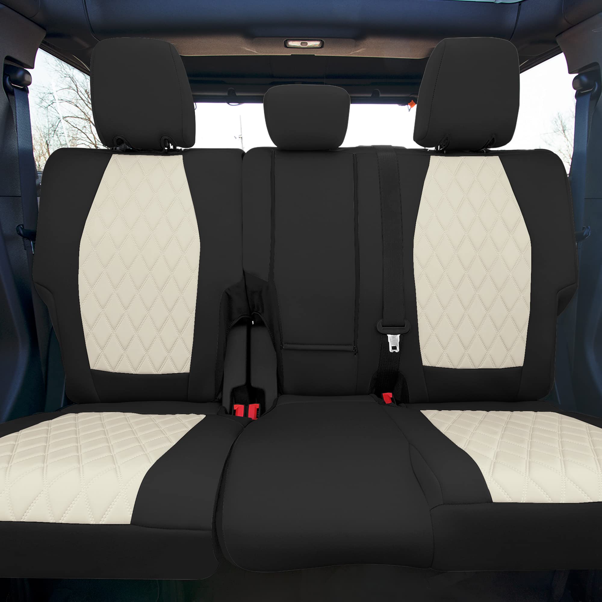 Custom Fit Neoprene Seat Covers for Ford Bronco (2021-2022) - Water Resistant Neosupreme Full Set in Beige | Perfect for Off-Road Adventures & Daily Commutes