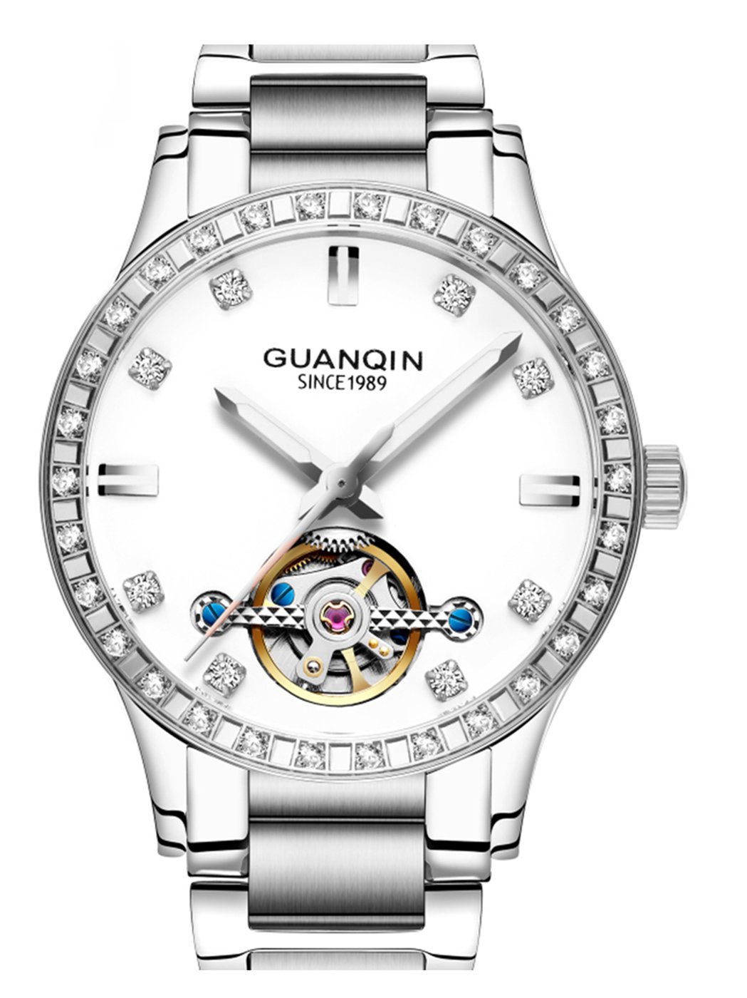 Luxury Automatic Mechanical Diamond Skeleton Watch for Women - Stainless Steel, Luminous, Waterproof Dress Watch - Perfect for Formal Events, Business Meetings & Evening Occasions