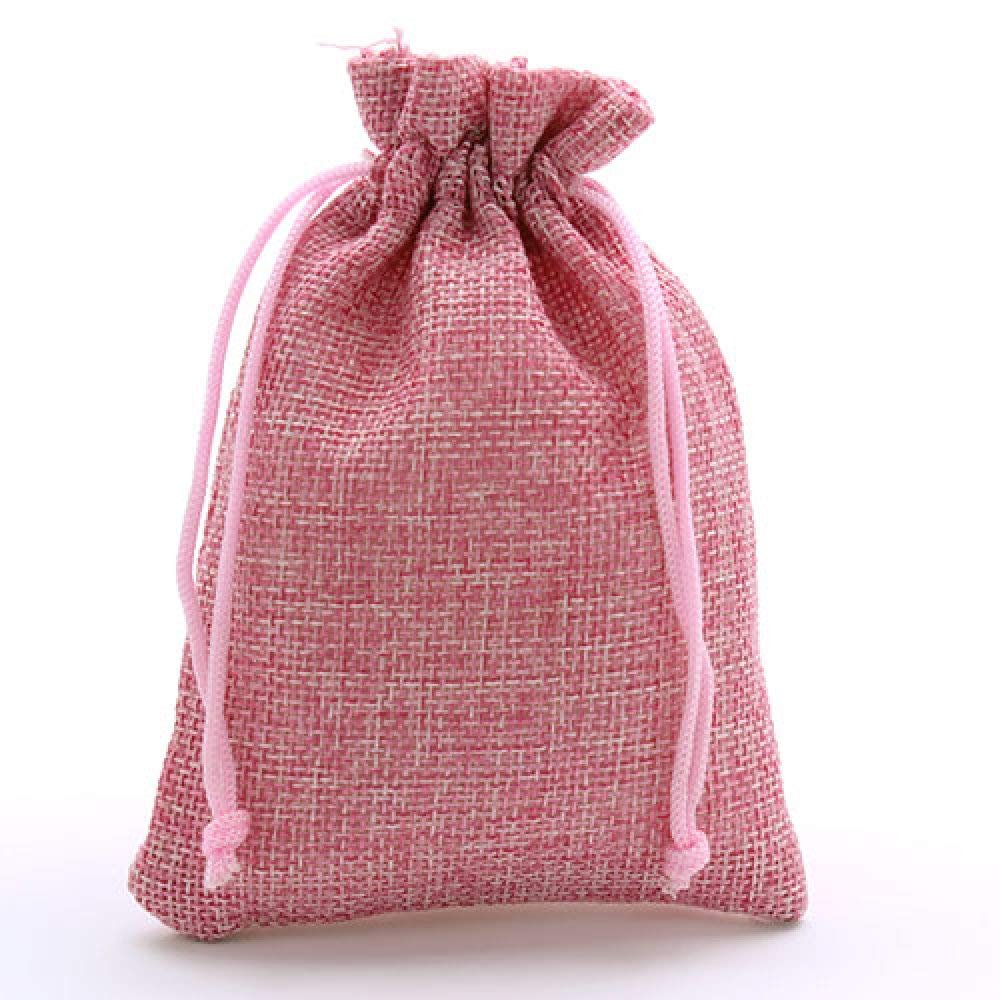 10Pcs Pink Fabric Jewelry Bags 10x14cm Drawstring Burlap Pouches for Jewelry, Candy, Wedding Favors - Perfect for Gift Wrapping, Party Favors & Small Item Storage