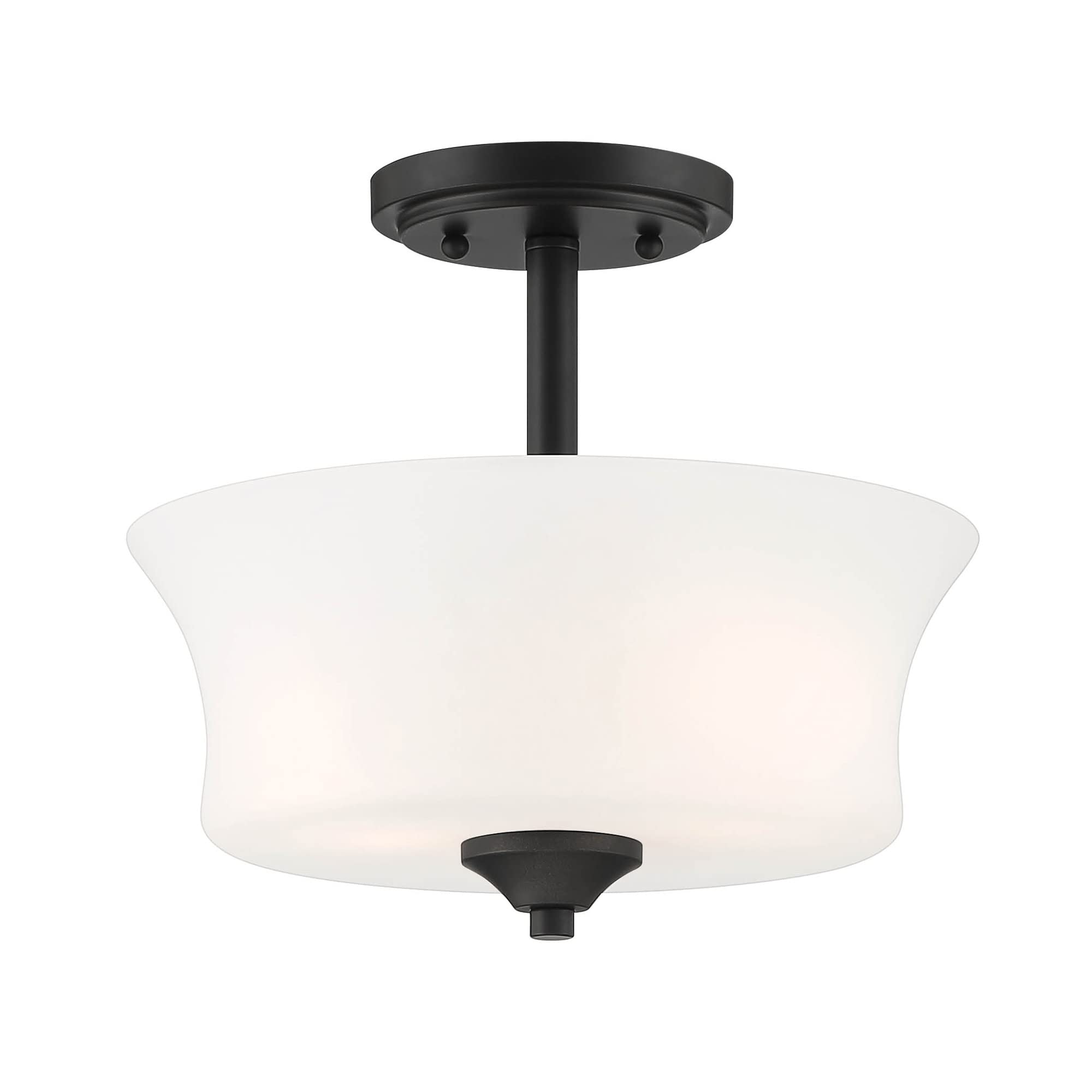DESIGNERS FOUNTAIN Bronson 2-Light Semi Flush Mount Ceiling Fixture in Matte Black - Modern Hallway & Bedroom Lighting (Model D278M-SF-MB)