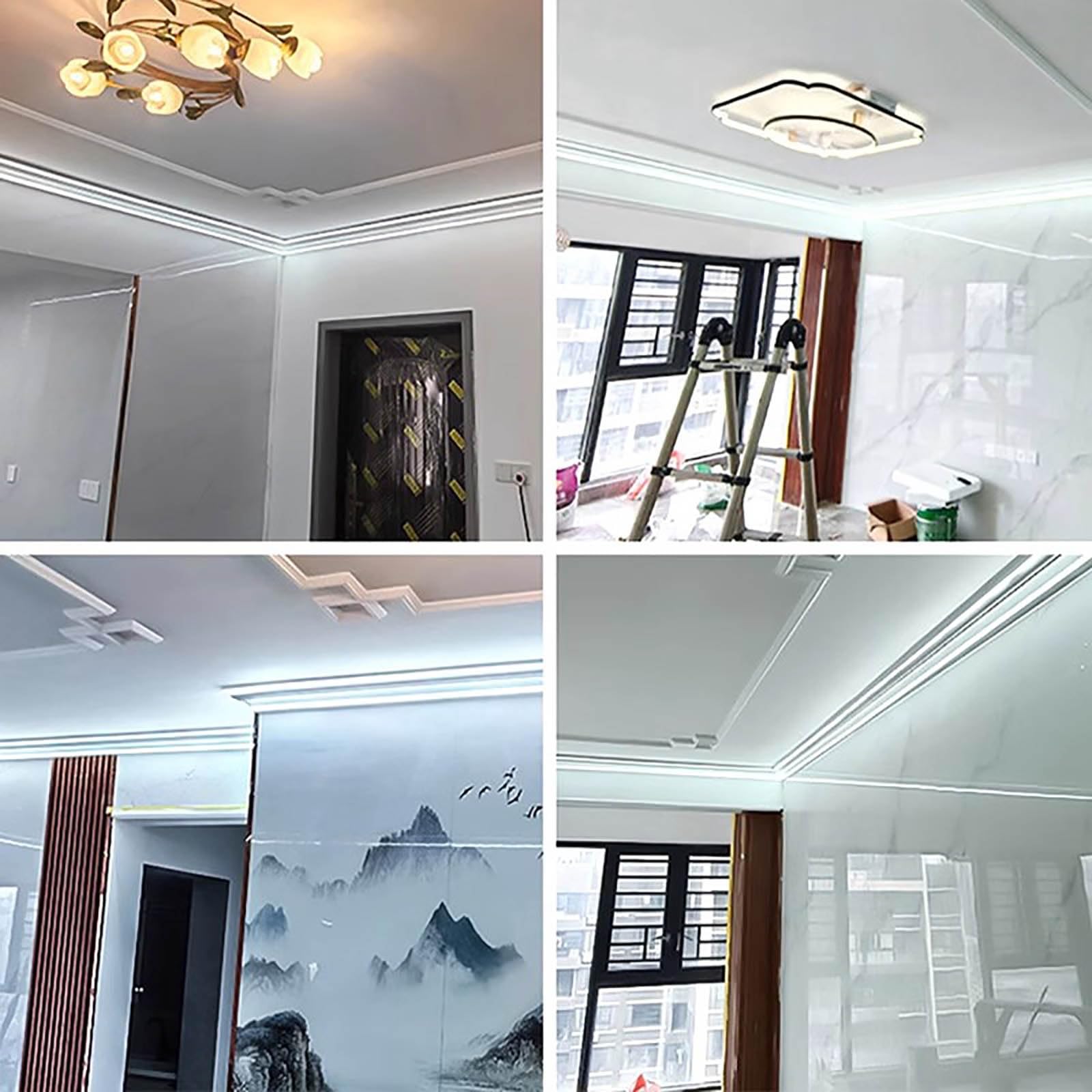 Aluminum LED Channel for Strip Lights - 13.1FT/400CM White Surface-Mounted Crown Molding Trim - Customizable Indirect Lighting Solution for Home, Hallway & Staircase Decoration