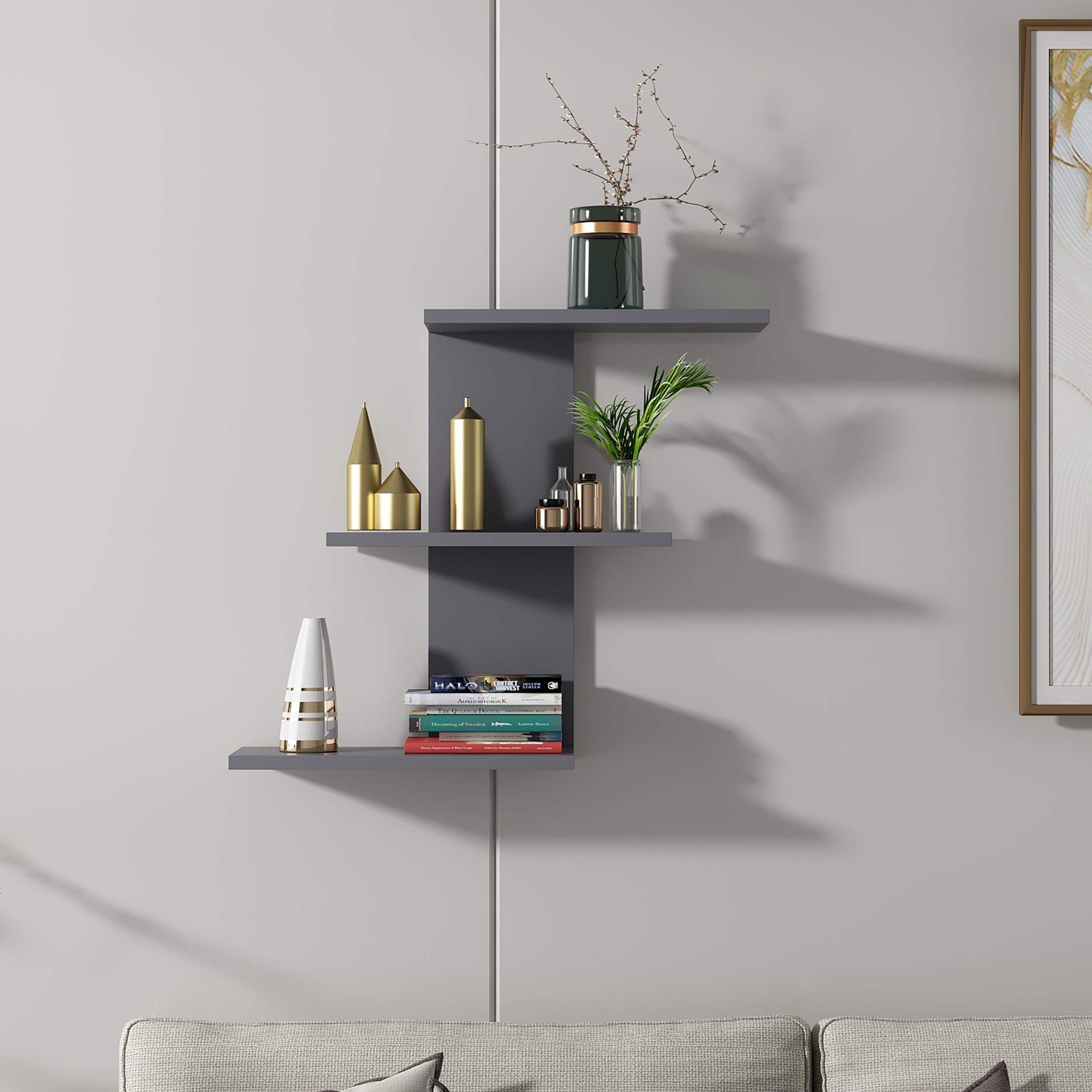 Handmade Wicker Floating Wall Shelf - Boho Decor for Living Room, Bedroom, Bathroom - Rustic Wall Storage for Plants, Books & Home Decor
