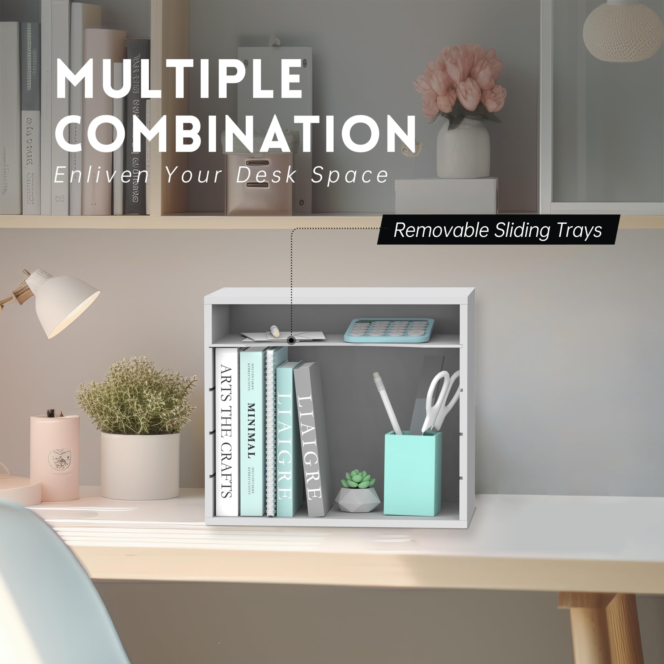 SUPEASY 5-Tier Wooden Desk Organizer - Wood Paper File & Mail Sorter for Office, School, Home - White | Perfect for Organizing Documents, Letters, Bills & Office Supplies on Your Desktop