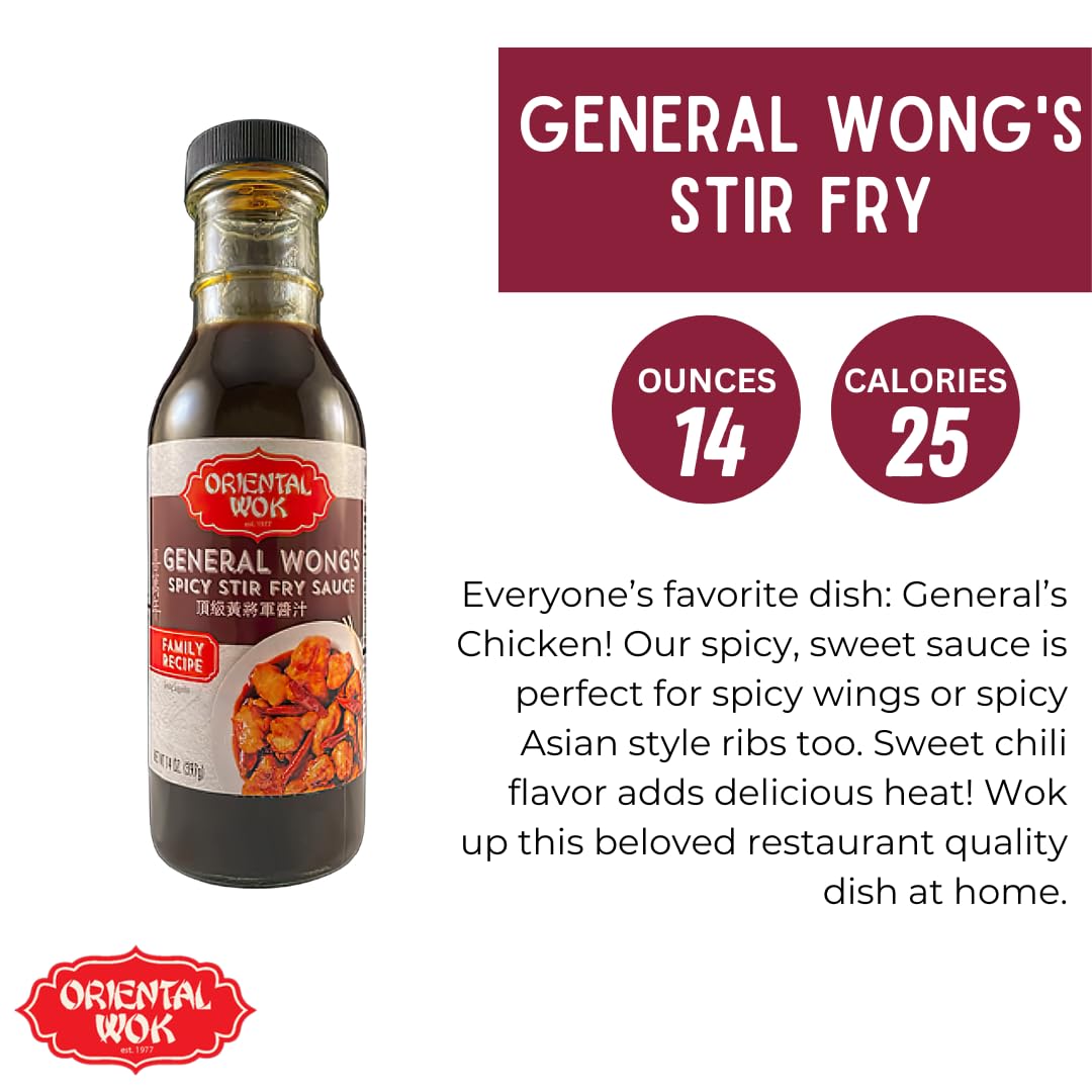 General Wong's Spicy Stir Fry Sauce - Authentic Oriental Wok Flavor, Umami-Infused Gourmet Sauce (14 oz) - Perfect for Asian Cuisine, Stir-Fry Dishes & Quick Meals