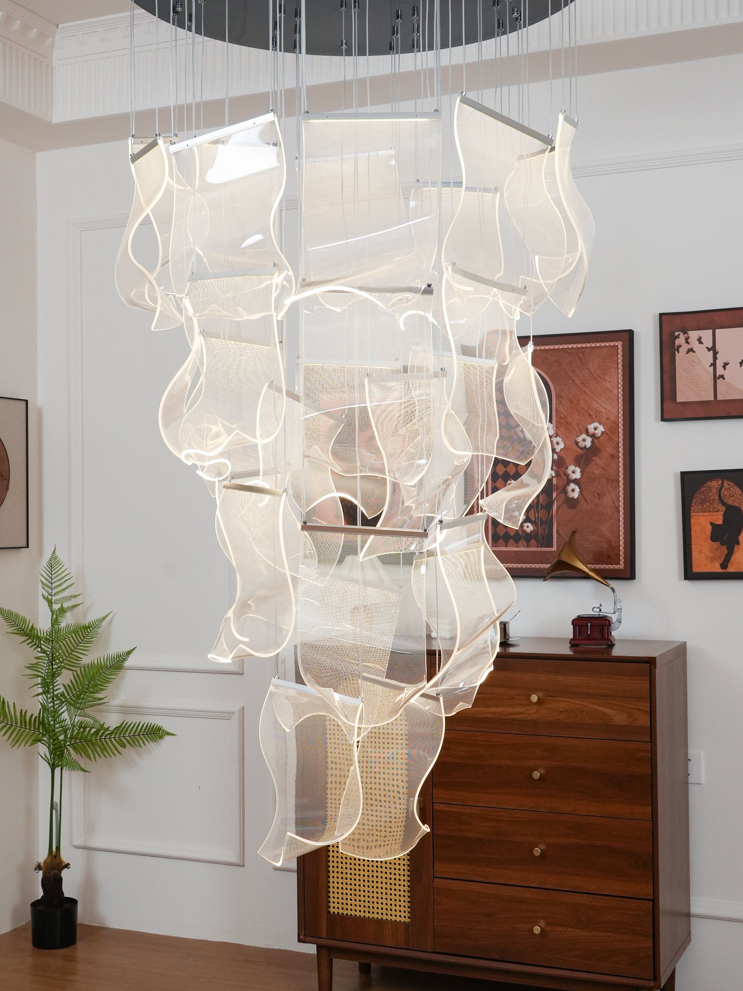 Modern Acrylic LED Chandelier - Energy Efficient Crystal Ceiling Light Fixture for Dining Room, Bedroom & Living Room Decor