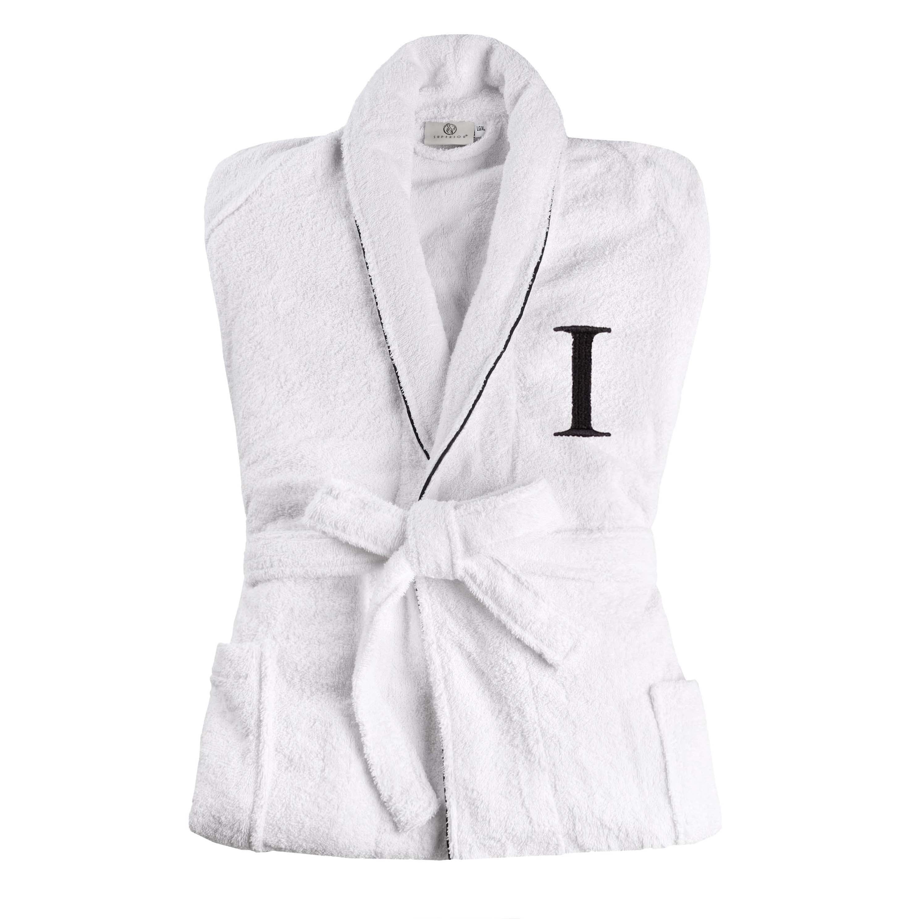 Premium Cotton Unisex Bathrobe for Adults - Soft, Fluffy & Highly Absorbent - White Embroidered Spa Robe for Relaxation, Hotels & Home Comfort