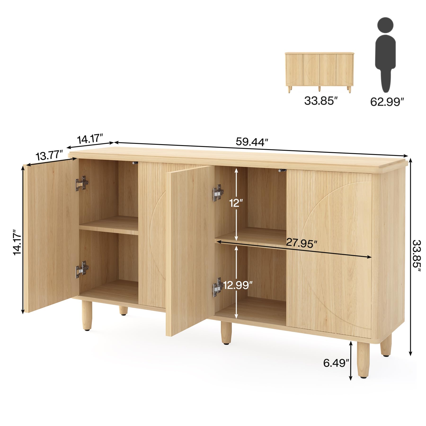 Tribesigns Modern Buffet Cabinet Sideboard with Storage - 60