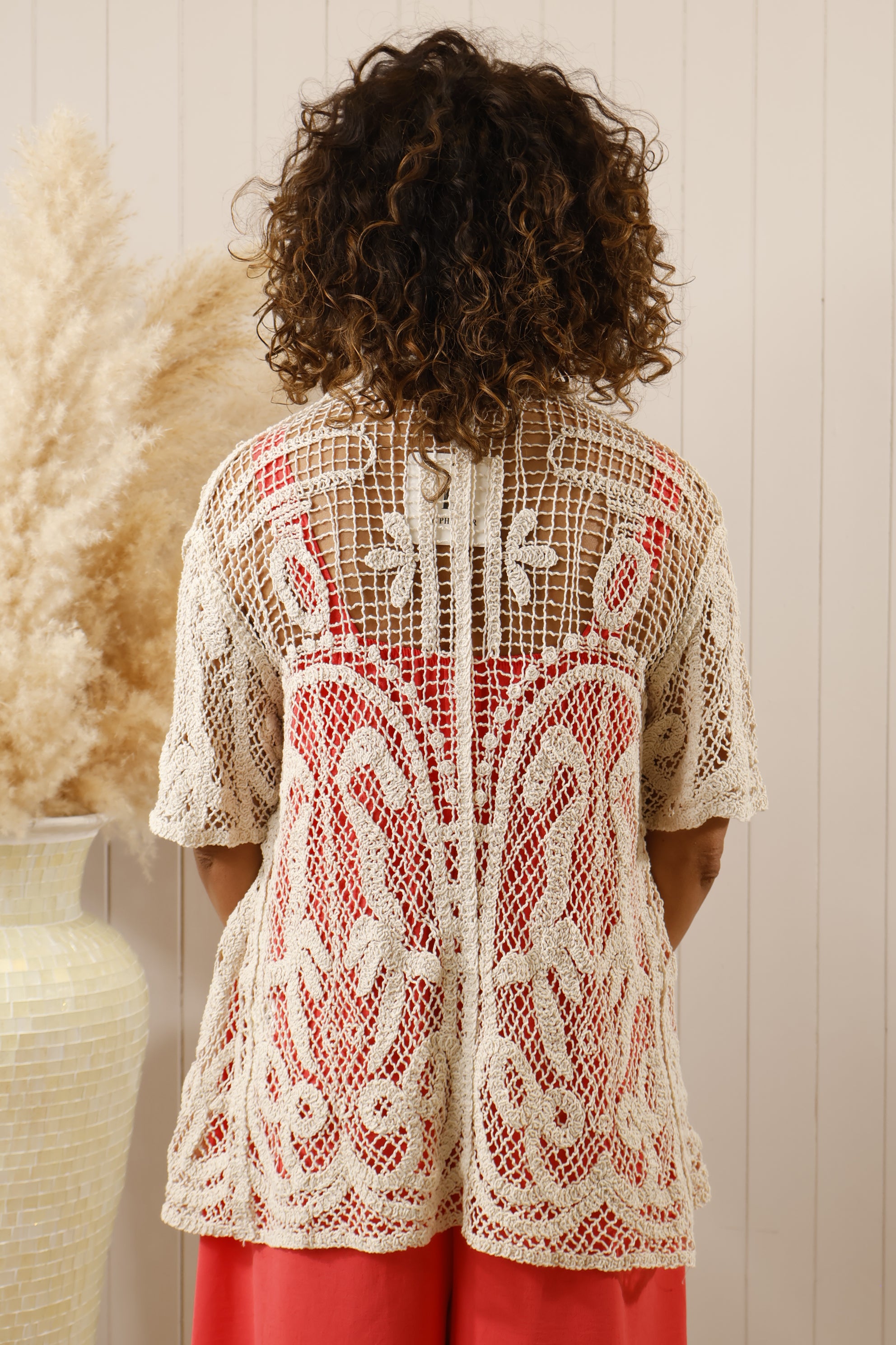 Niahm Crochet Beige Top for Women - Boho Chic Summer Blouse, Perfect for Beach, Music Festivals & Casual Outings