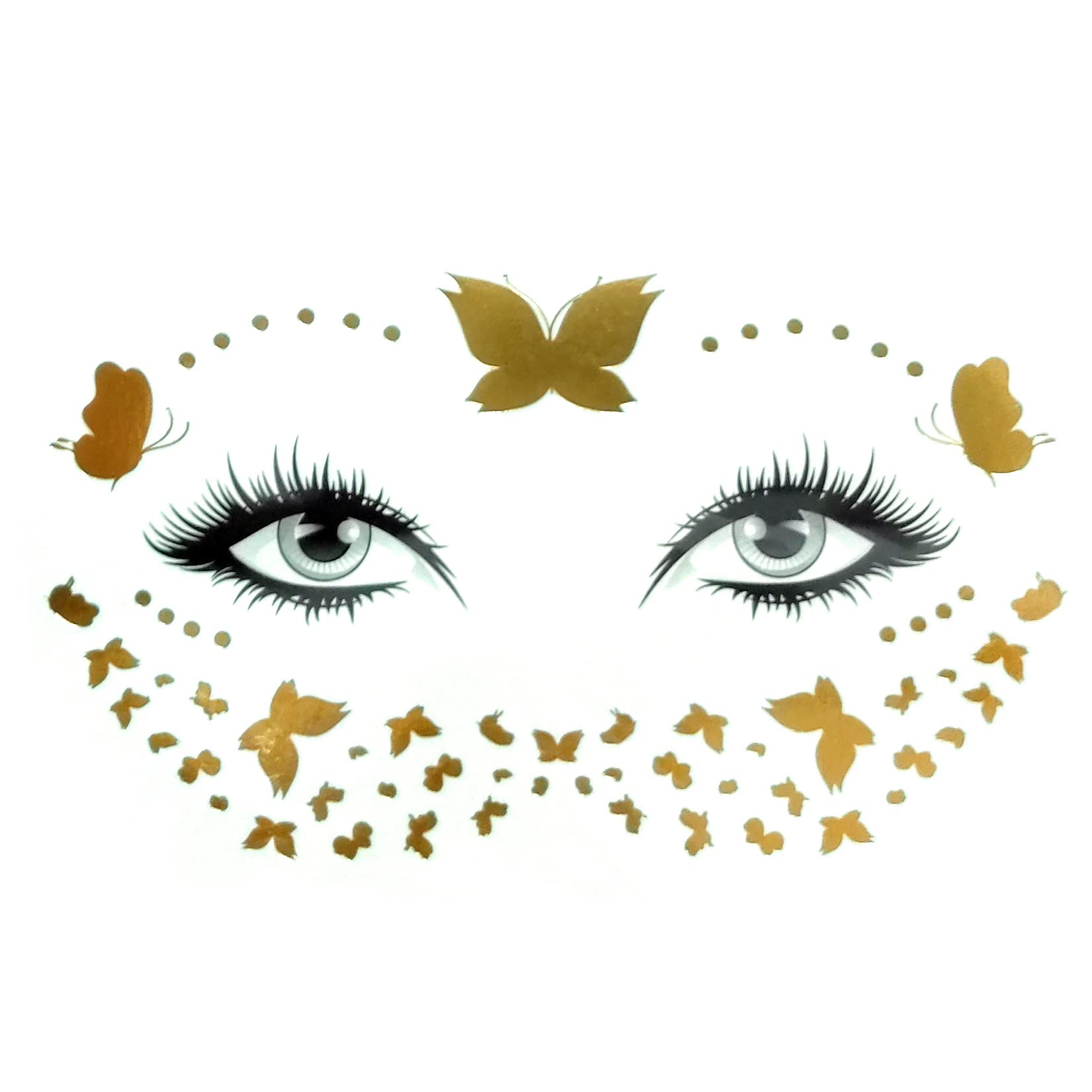 Golden Face Temporary Tattoos - Realistic Freckle Tattoos for Natural Look | Easy Apply & Remove | Waterproof & Long Lasting | Butterfly & Star Designs | Perfect for Festivals, Cosplay & Everyday Glam