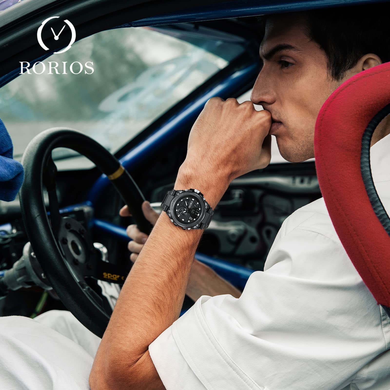 RORIOS Men's Digital Sports Watch - Waterproof Military Watch with Alarm, Timer, Stopwatch & Luminous Display | Durable Wristwatch for Running, Hiking, Swimming & Outdoor Activities
