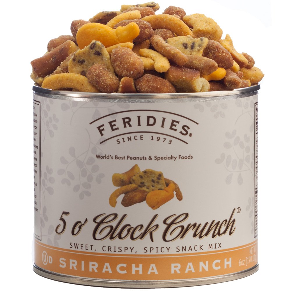 FERIDIES Sriracha Ranch Spicy Nuts Snack Mix - Crunchy Salty Snacks in 6oz Vacuum Tin - Perfect for Office Snacking, Road Trips & Movie Nights