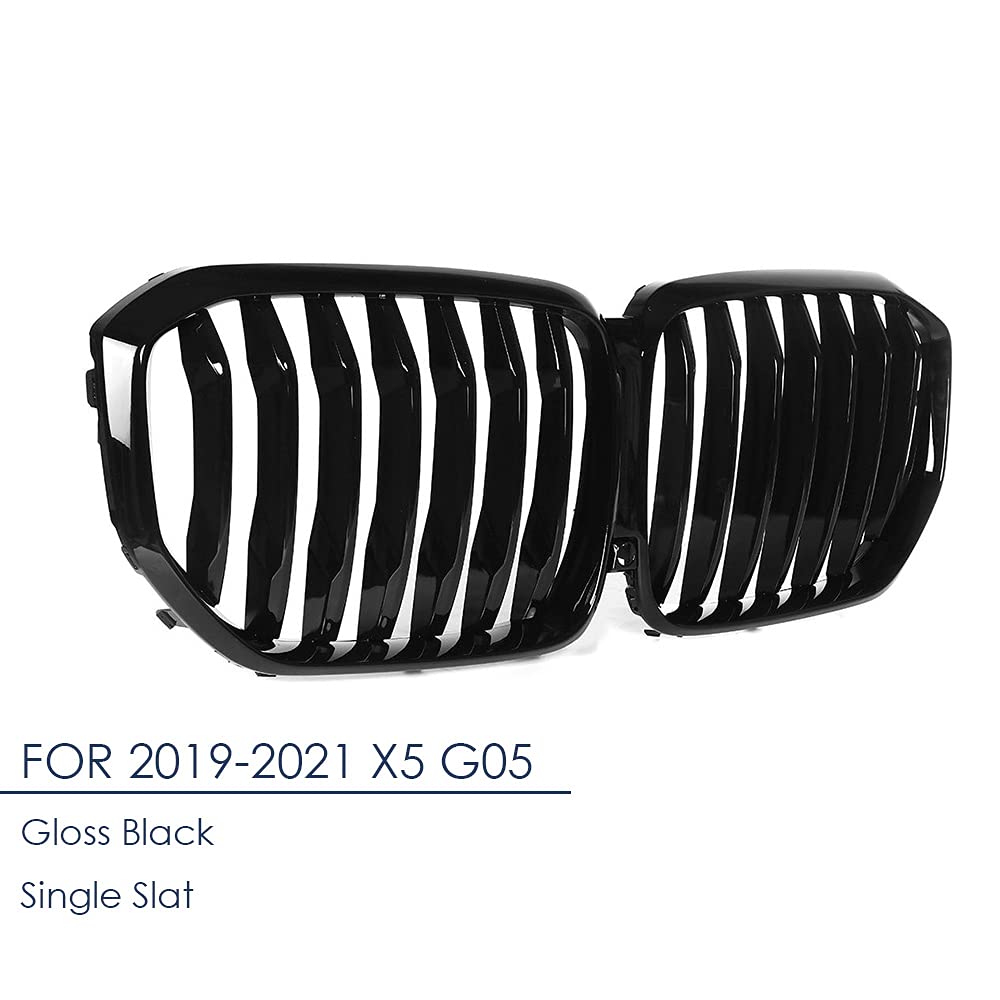 X5 G05 Grill Compatible for BMW X5 (2019-2023) | ABS Black Kidney Grille | Gloss Black Single Slat Replacement | Upgrade Your Car's Front Styling for a Sporty Look