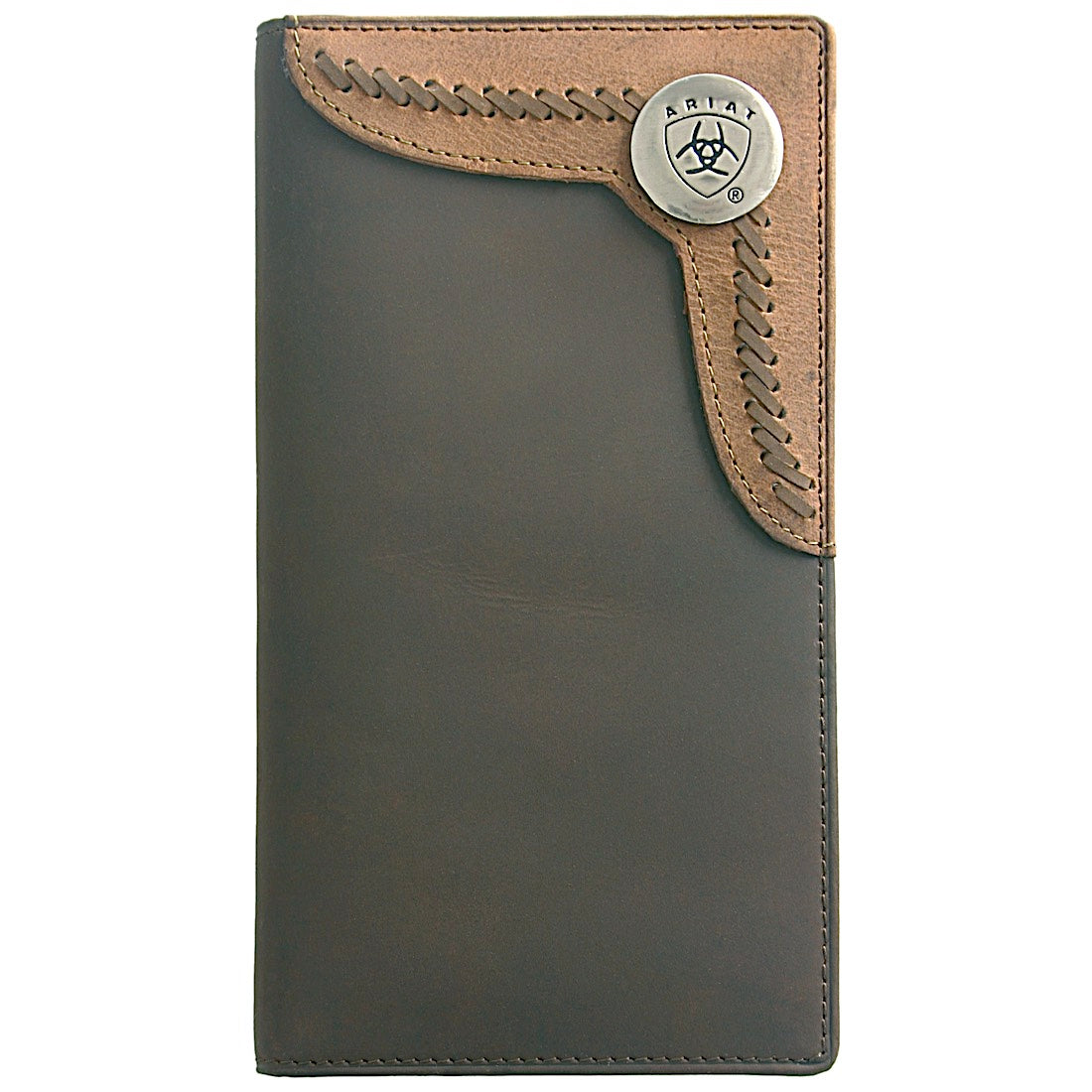 ARIAT Rodeo Wallet for Men - Genuine Leather Cowboy Bifold Wallet with RFID Protection (Brown/Lite Tan WLT1103A) - Perfect for Western Riders, Cowboys & Outdoor Enthusiasts