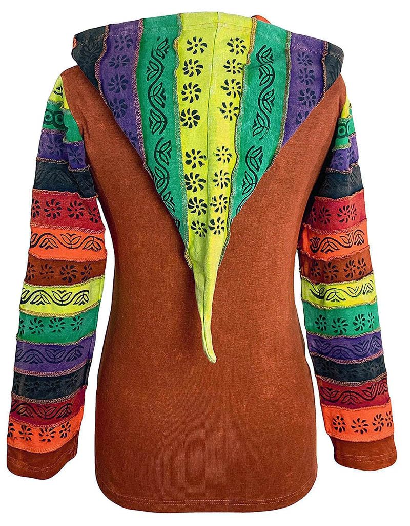 Agan Traders 2025 Spring Women's Zip Up Hoodie Jacket - Lightweight Gypsy Brush Painted Sweatshirt with Detachable Hood | Casual Wear, Street Style & Festival Outfits