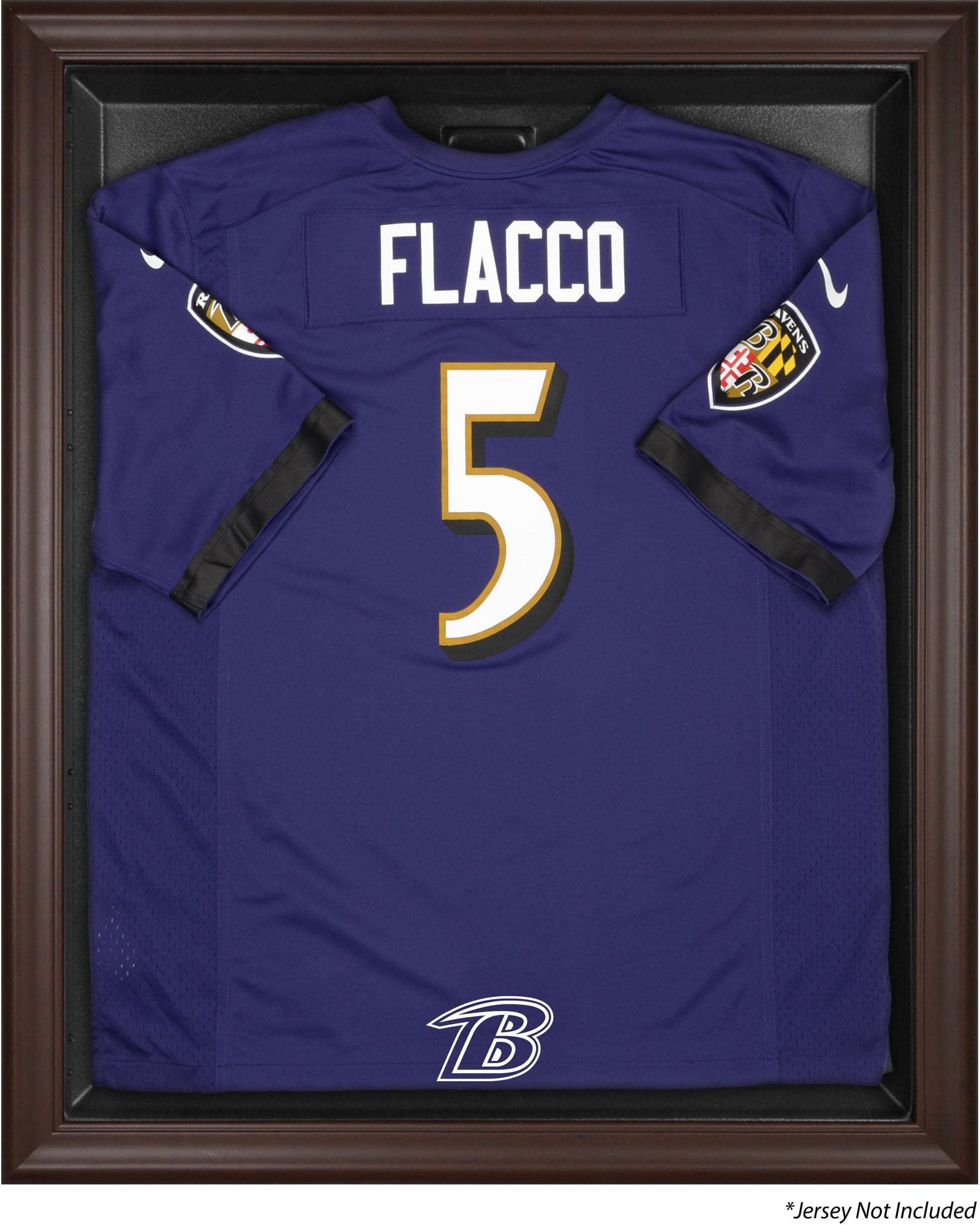 Baltimore Ravens Framed Football Jersey Display Case - Brown Wooden Shadow Box for NFL Memorabilia (Case Only) - Perfect for Man Cave, Sports Bar & Fan Collection Display
