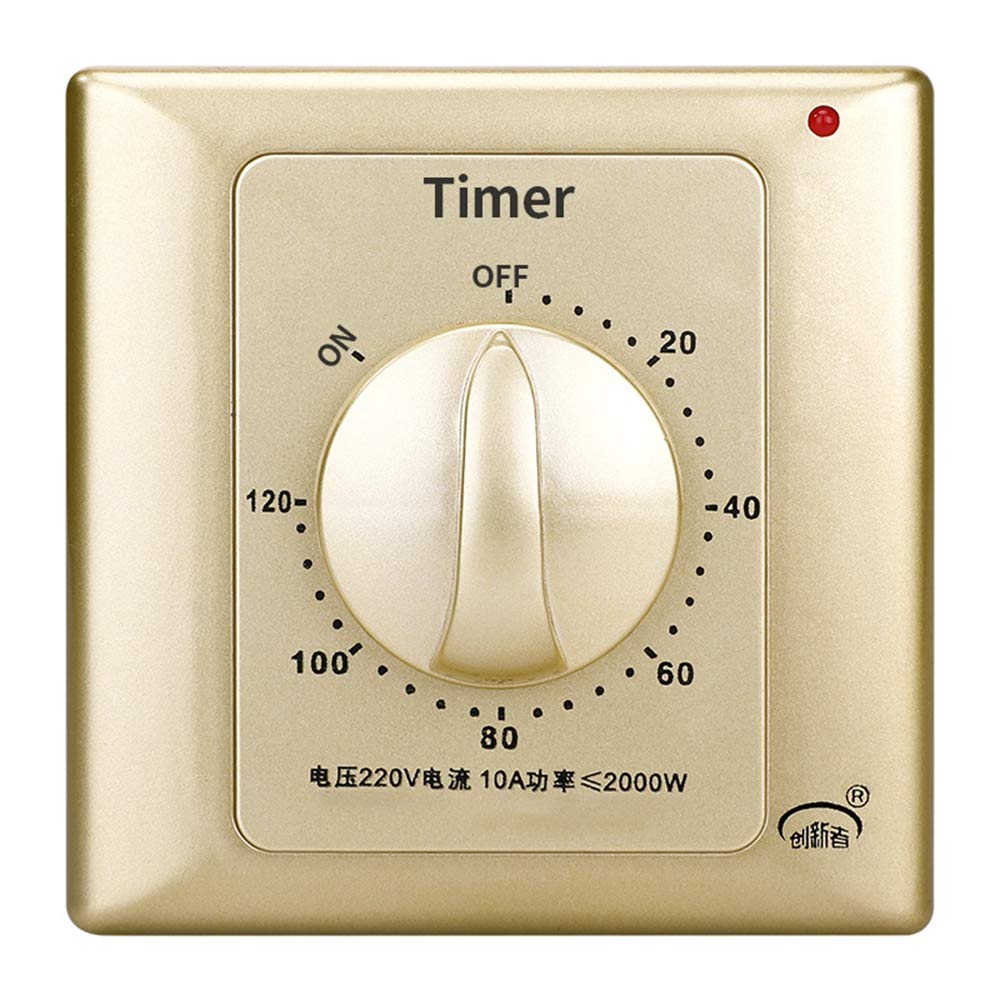 120 Minute Spring Loaded Mechanical Timer Switch - Automatic Shutoff Countdown Wall Timer for Exhaust Fans, Lights, Appliances | Perfect for Bathrooms, Kitchens, Workshops & Home Automation