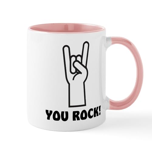 White/Pink Inside - You Rock Hand Mug