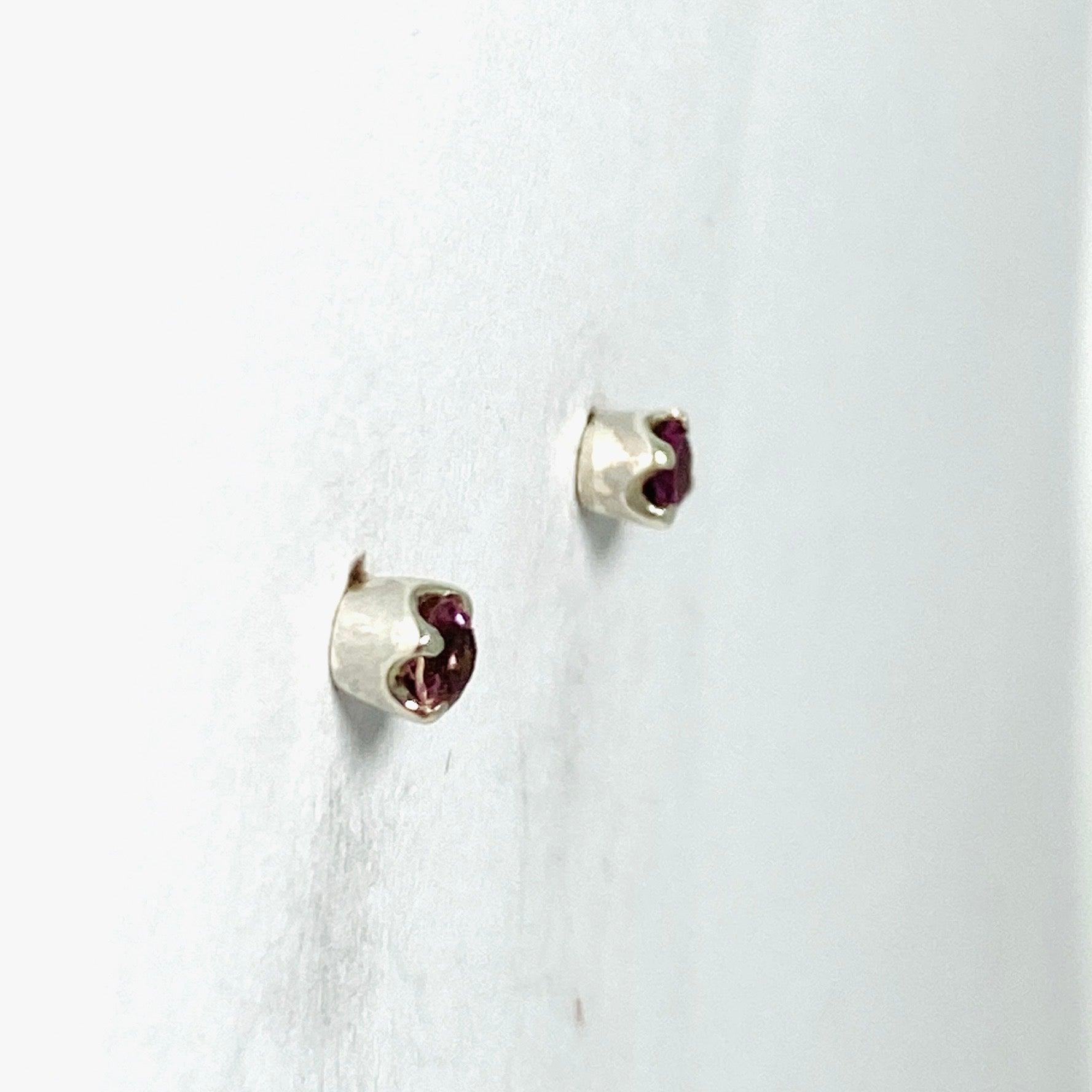 Natural Pink Tourmaline Round Faceted Stud Earrings 14K Gold - Elegant Jewelry for Women, Gift for Her, Perfect for Weddings & Special Occasions