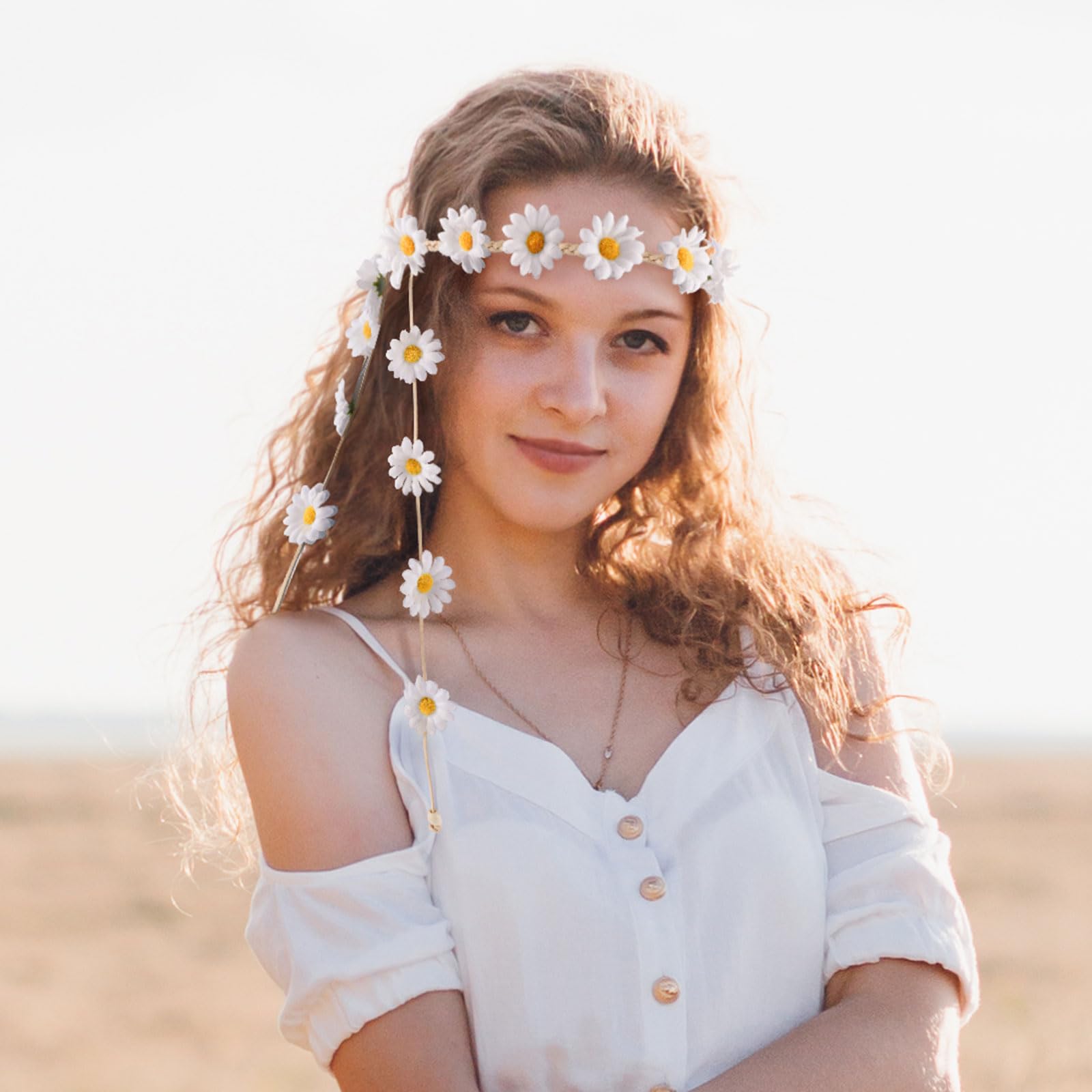 DOCILA Floral Headbands for Women - Boho Flower Crown Hair Accessories for Weddings, Parties & Festivals | Hippie Style Hairband for Costume & Outfit Accessories