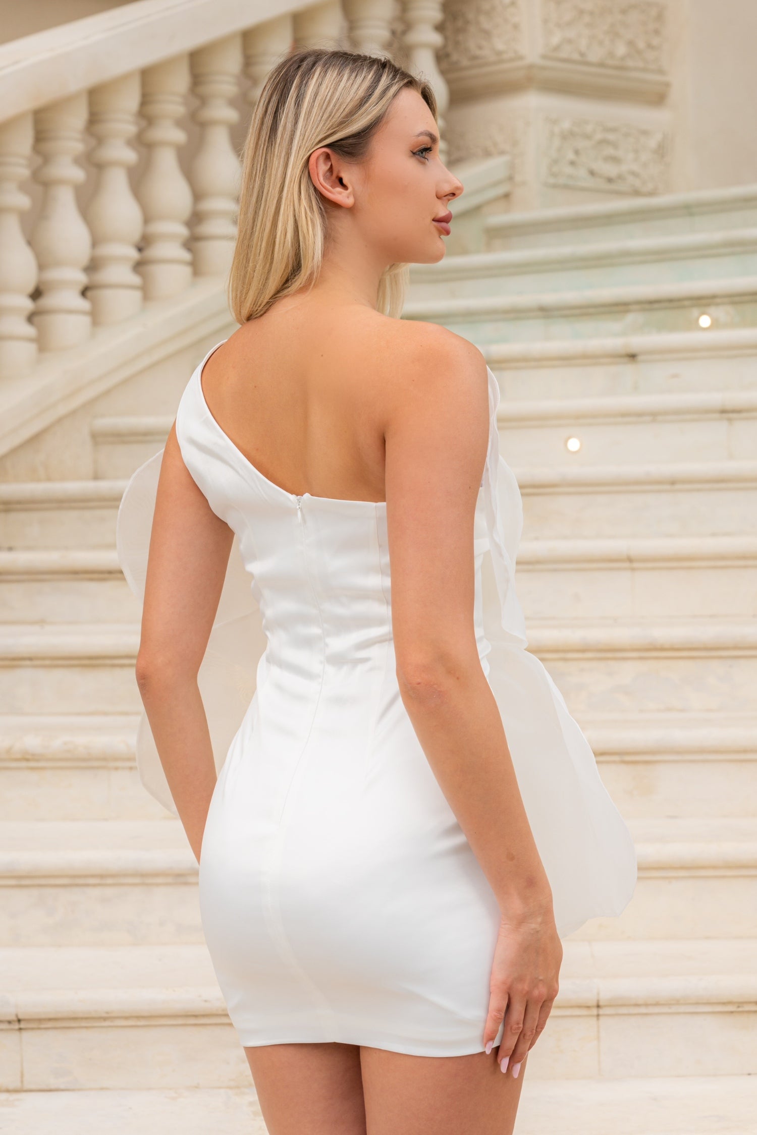3D Voluminous Organza Floral Mini Dress for Women - Elegant White Summer Party Cocktail Dress for Weddings, Dates & Special Occasions