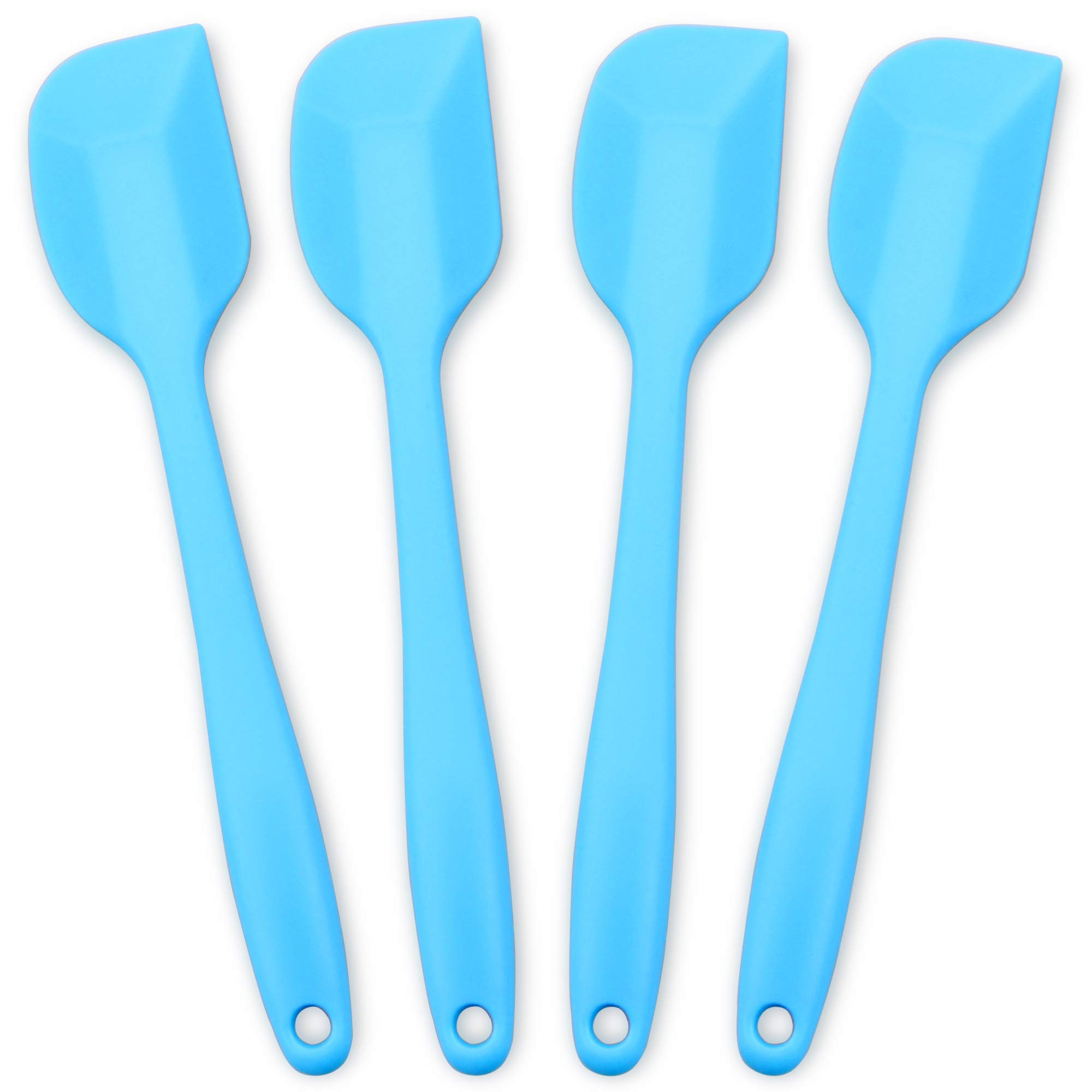4-Piece Silicone Spatula Set - Heat Resistant Non-Stick Rubber Spatulas with Stainless Steel Core (Blue) - Perfect for Baking, Cooking, Mixing & Serving in Kitchen