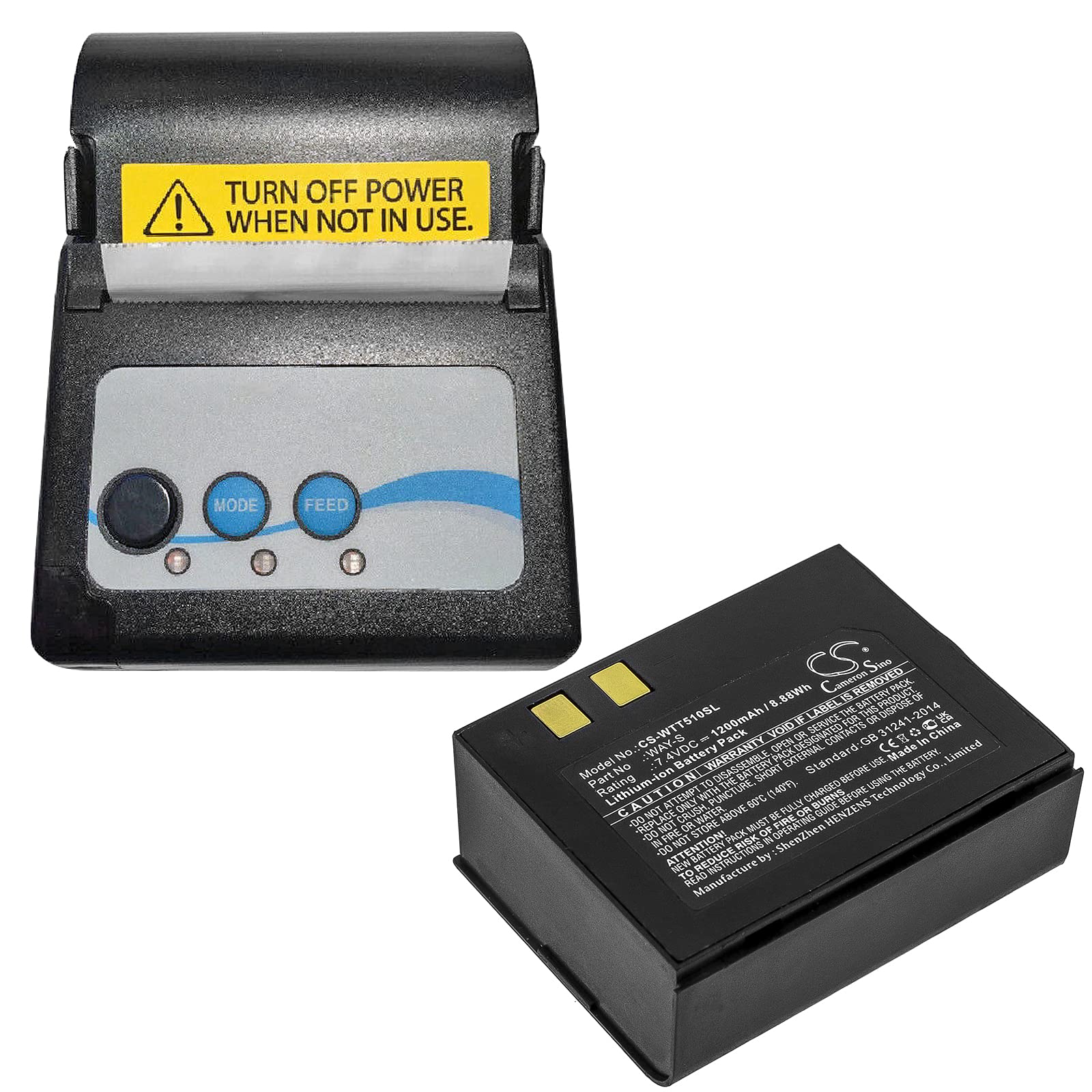 7.4V Way-S Replacement Battery for Way Systems MTT 1510 Printer - Compatible with POS, Retail, and Restaurant Printing Systems