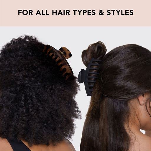 Kitsch Recycled Plastic Large Oversized Matte Hair Clips for Women & Girls - Strong Hold Big Claw Clips for Thick Hair (Black) | Perfect for Updos, Ponytails & Everyday Hairstyles