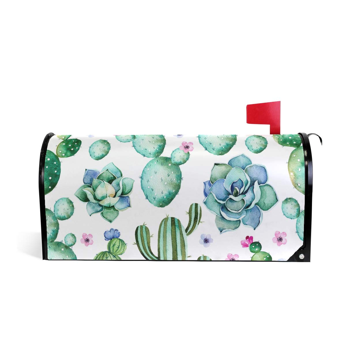 ALAZA Cactus Watercolor Summer Plant Mailbox Cover - Magnetic 20.8 x 18 Inch Standard Size - Decorative Mailbox Cover for Summer Home & Garden Decor