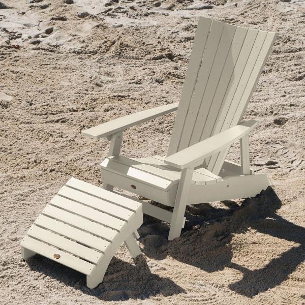 Premium Adirondack Folding Beach Chair with Ottoman - Comfortable Outdoor Lounge Chair for Beach, Poolside, Patio, and Backyard Relaxation