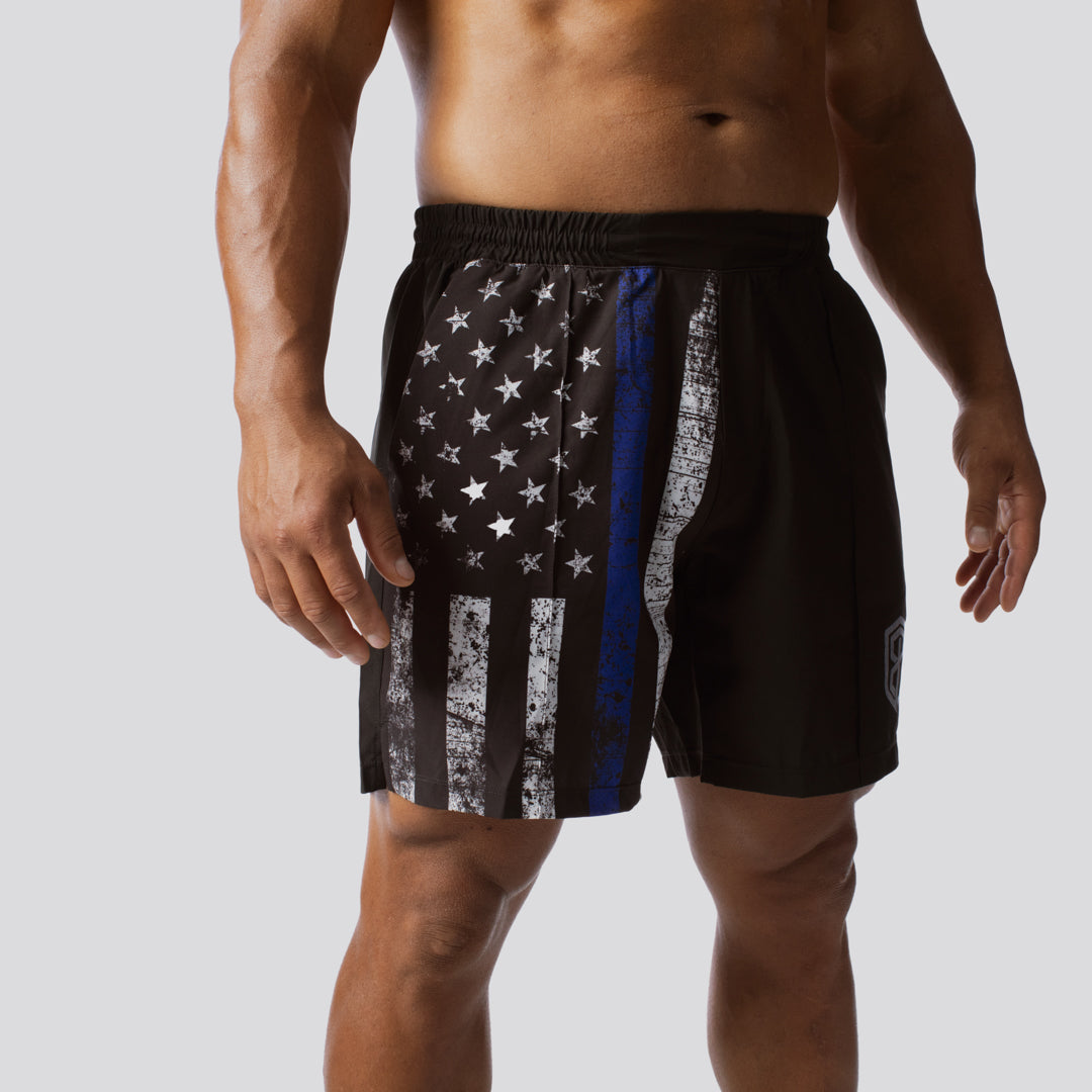 Thin Blue Line Training Shorts - Lightweight & Breathable Workout Shorts for Men | Perfect for Gym, Running & Outdoor Activities