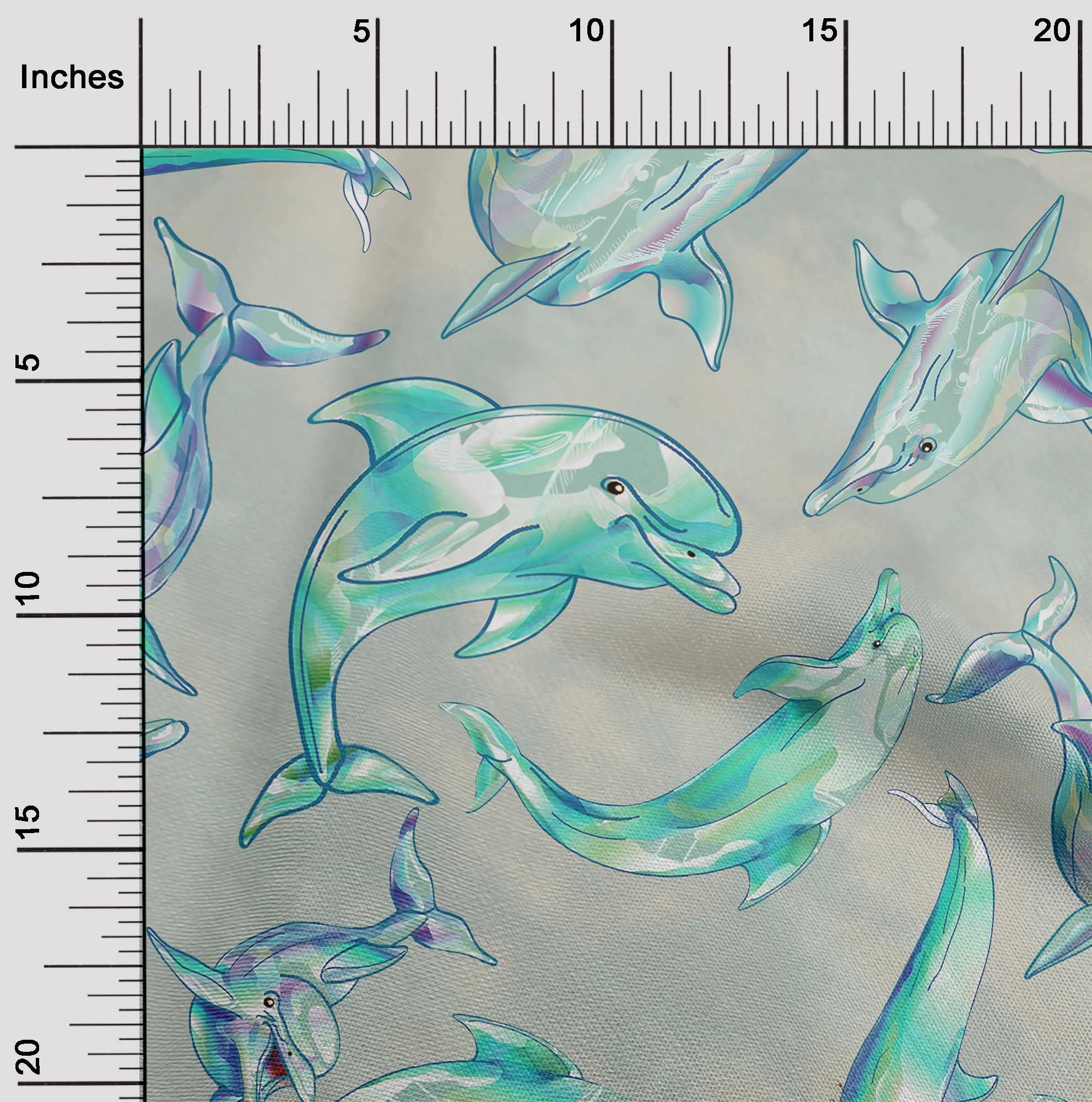 oneOone Polyester Spandex Turquoise Green Ocean Dolphin Print Fabric - 56 Inch Wide by The Yard for DIY Clothing, Quilting & Home Decor Projects | Perfect for Swimwear, Dresses & Crafting