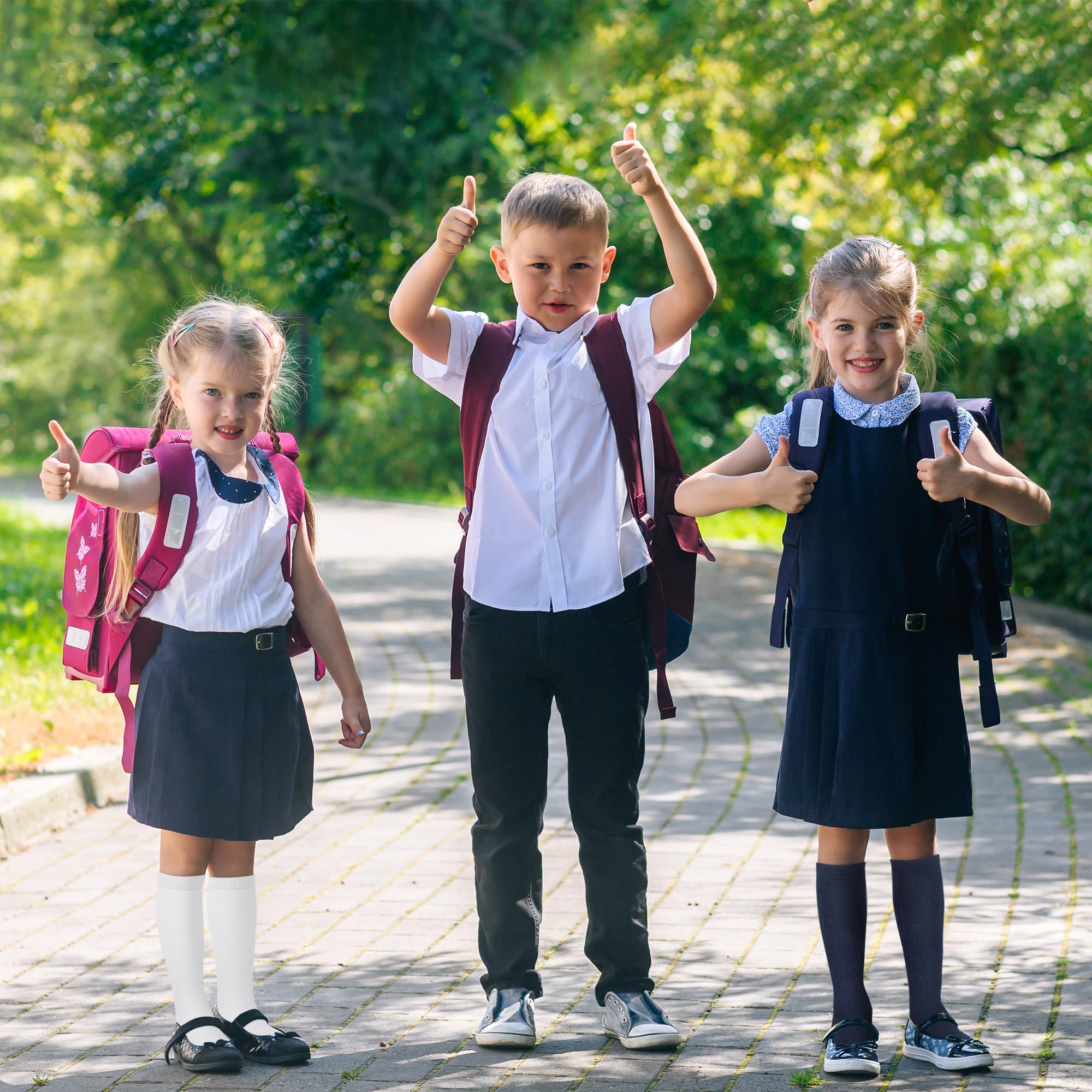 YEJIMONG Girls Knee High Socks 3-Pack - School Uniform Cotton Long Socks for Kids & Boys (Black, White, Navy Blue) - Comfortable & Durable Socks for Ages 4-16 Years - Perfect for School, Dress Up & Everyday Wear