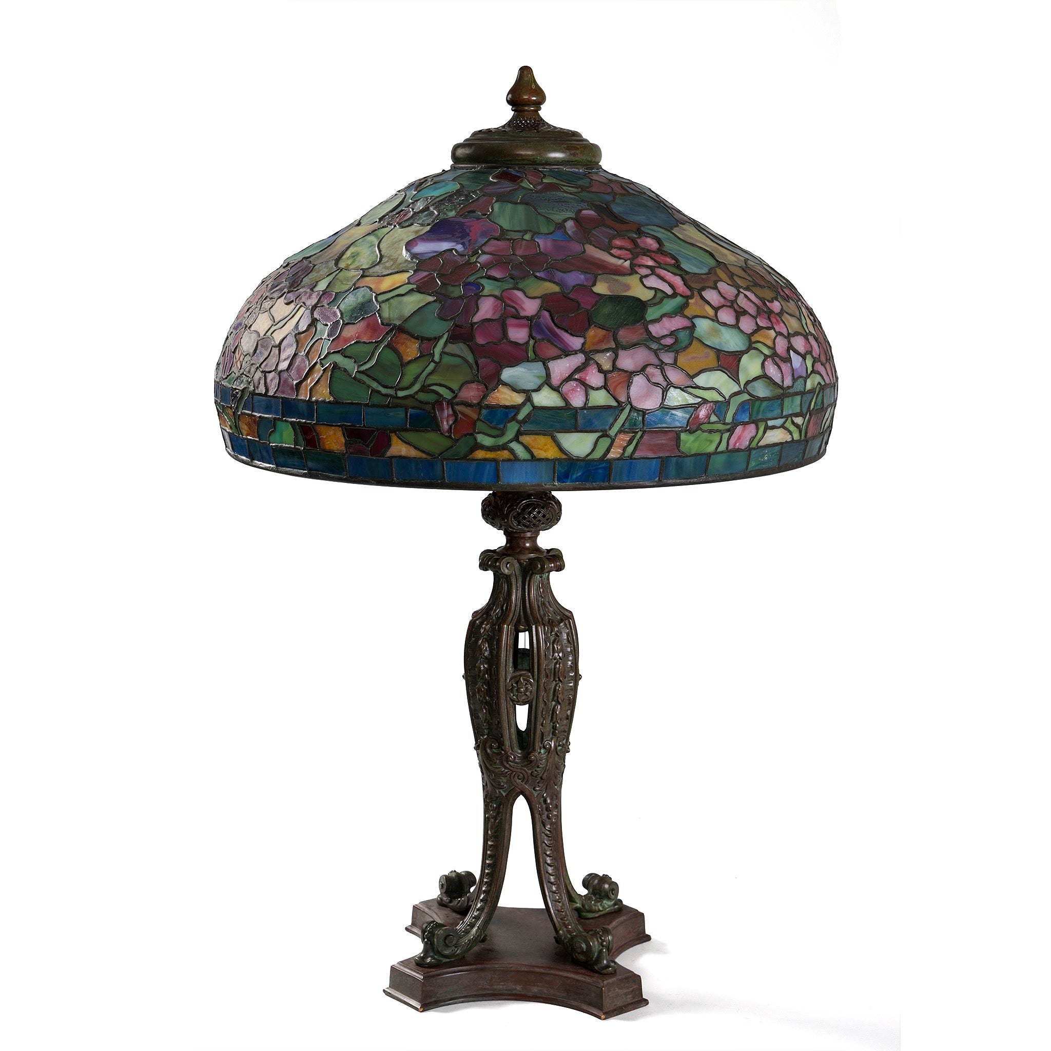 Tiffany Studios New York Nasturtium Table Lamp - Stained Glass Art Deco Desk Light for Home & Office Decor