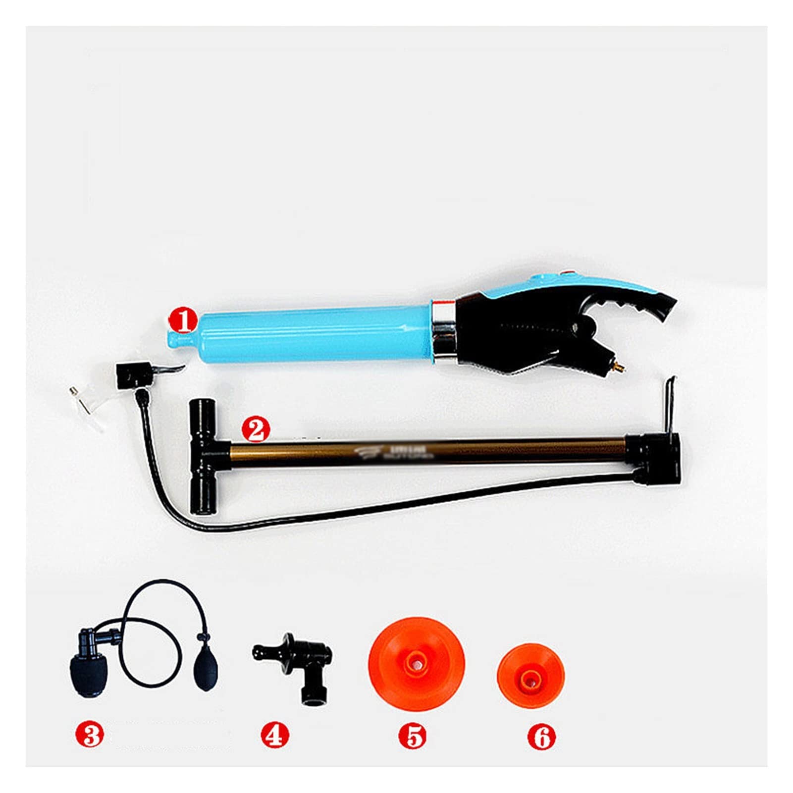 Powerful Toilet Plunger with Replaceable Heads - Heavy Duty Drain Blaster Gun for Clogged Toilets, Sinks, Bathroom Floor Drains & Pipes - Detachable Bathroom Plunger Unblocker - Perfect for Home, RV & Commercial Use