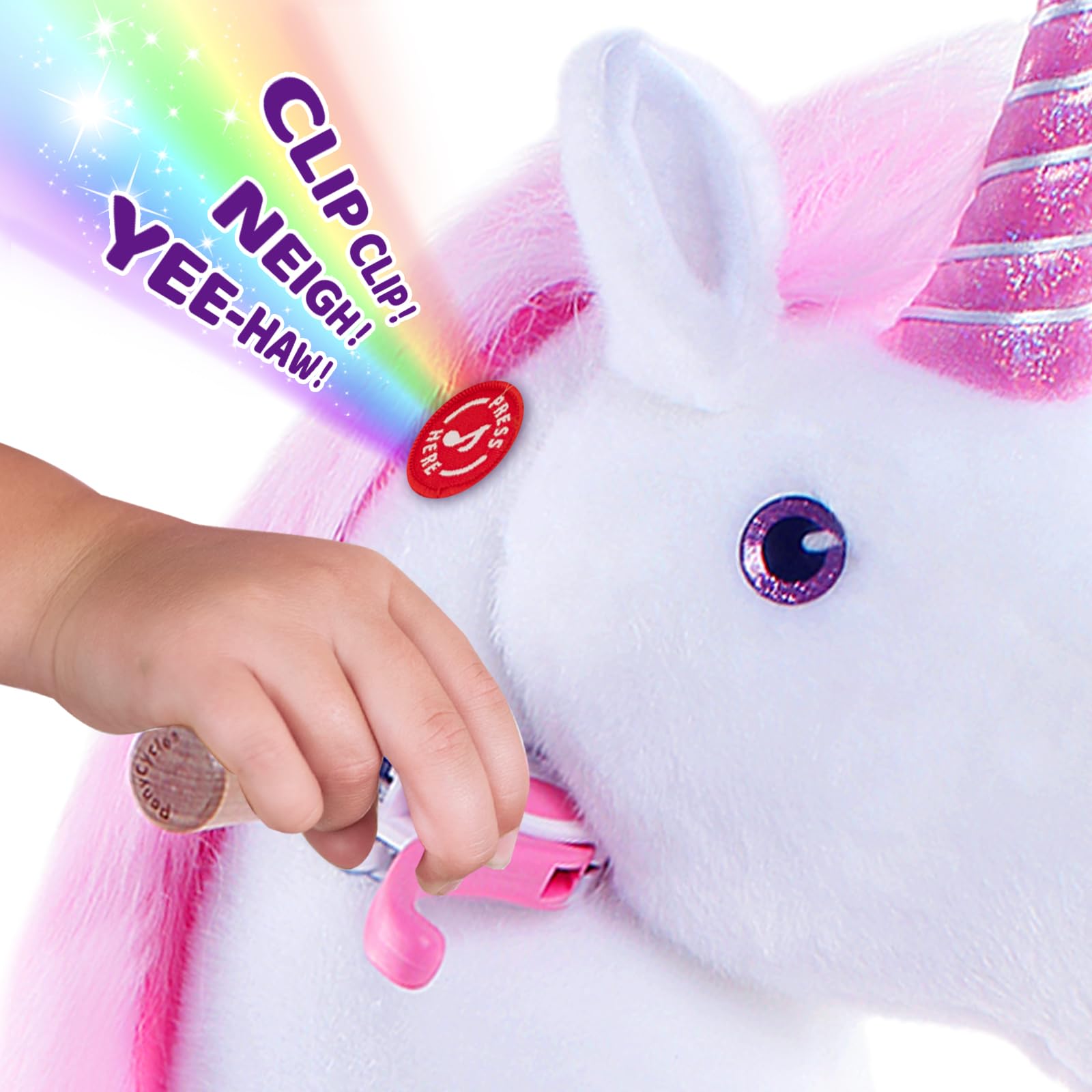 PonyCycle Pink Unicorn Ride-On Toy for Girls - Classic Model U with Brake, 36