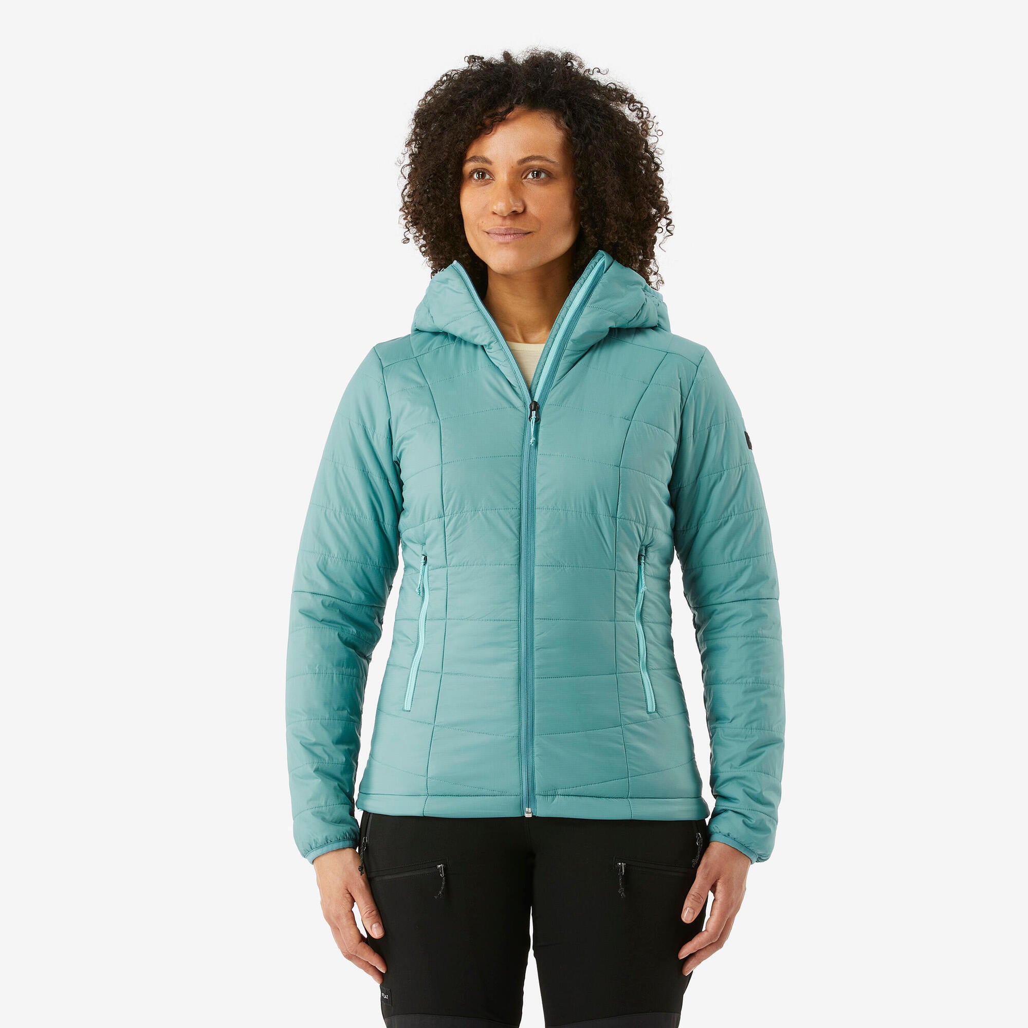 Forclaz Women's MT100 Lightweight Hooded Synthetic Jacket - Waterproof Windbreaker for Hiking, Camping & Outdoor Adventures