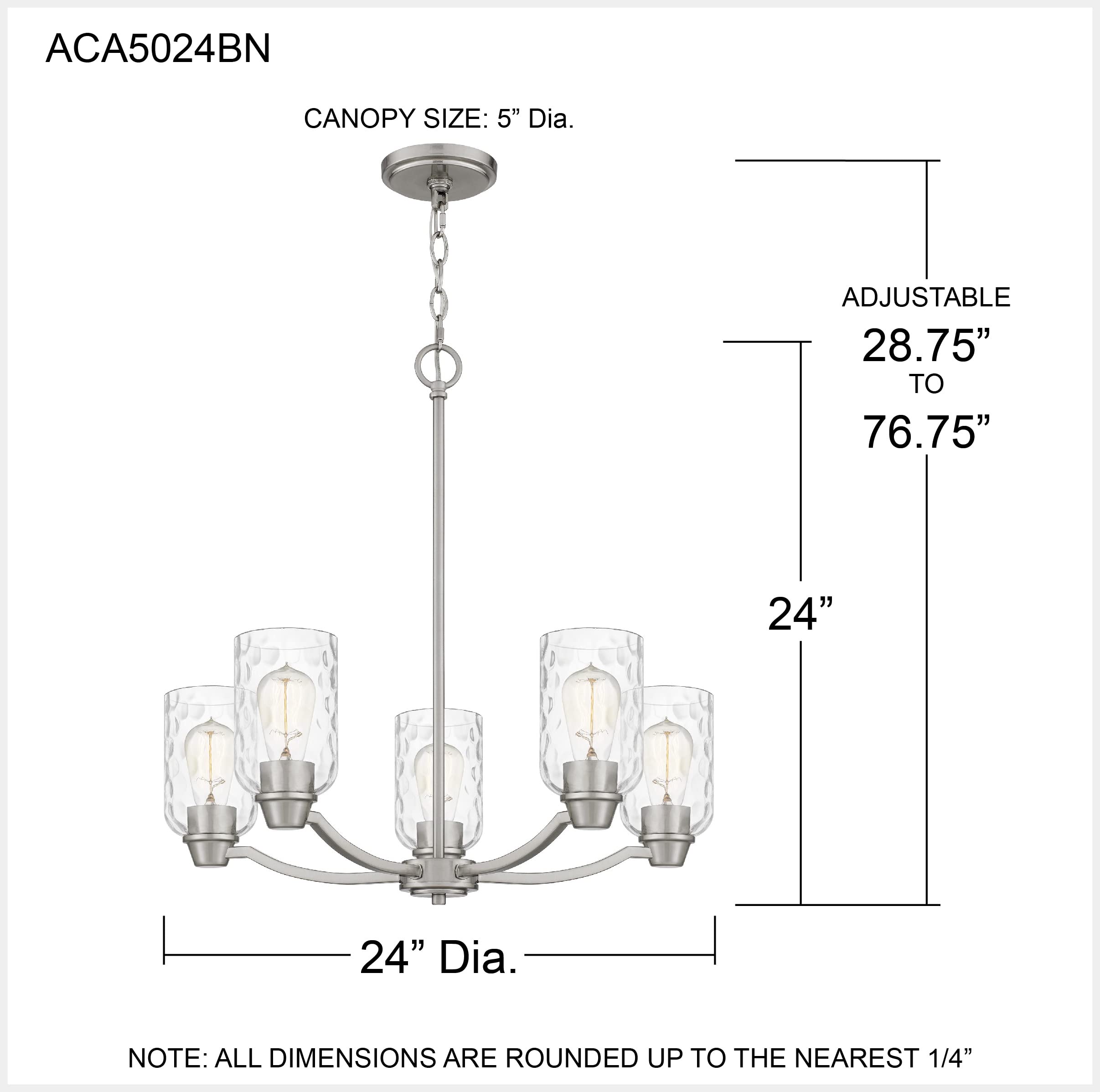 Quoizel ACA5024BN 5-Light Acacia Transitional Clear Water Glass Chandelier - 24