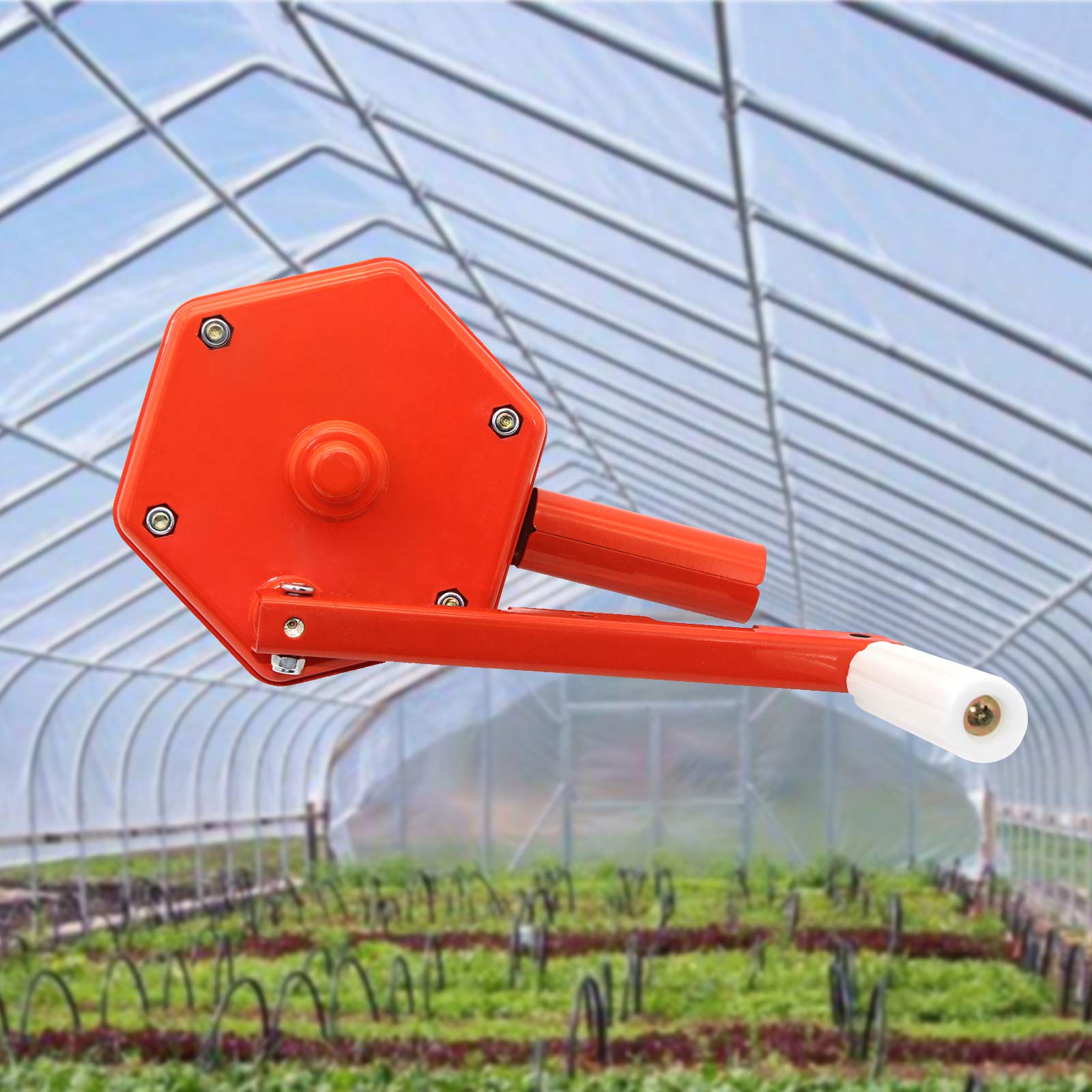 Greenhouse Sidewall Ventilation Hand Crank Winch - Easy Install Temperature Control Kit for Greenhouse Film Lifting - Orange - Perfect for Garden Ventilation & Climate Regulation