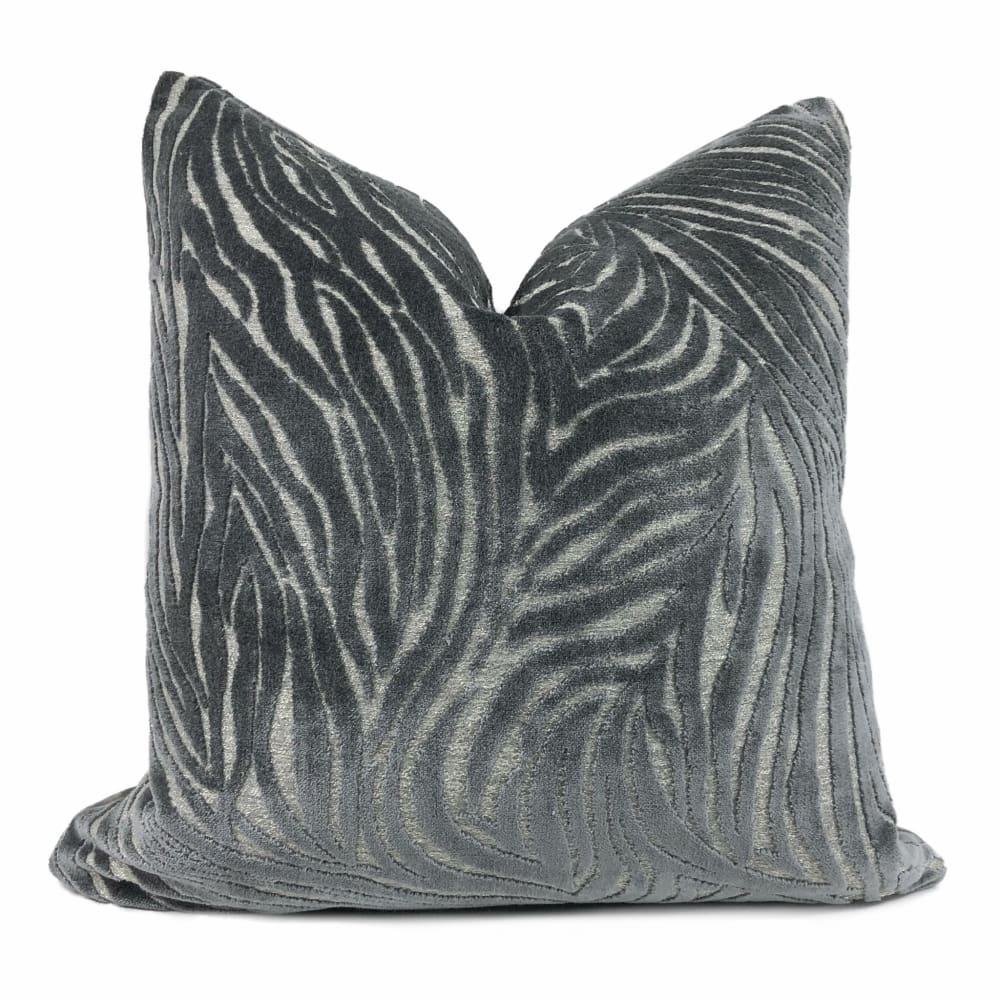 Premium Alden Dark Gray Abstract Cut Velvet Pillow Cover - Soft Luxury Decorative Throw Pillow Case for Sofa, Bedroom & Living Room Decor