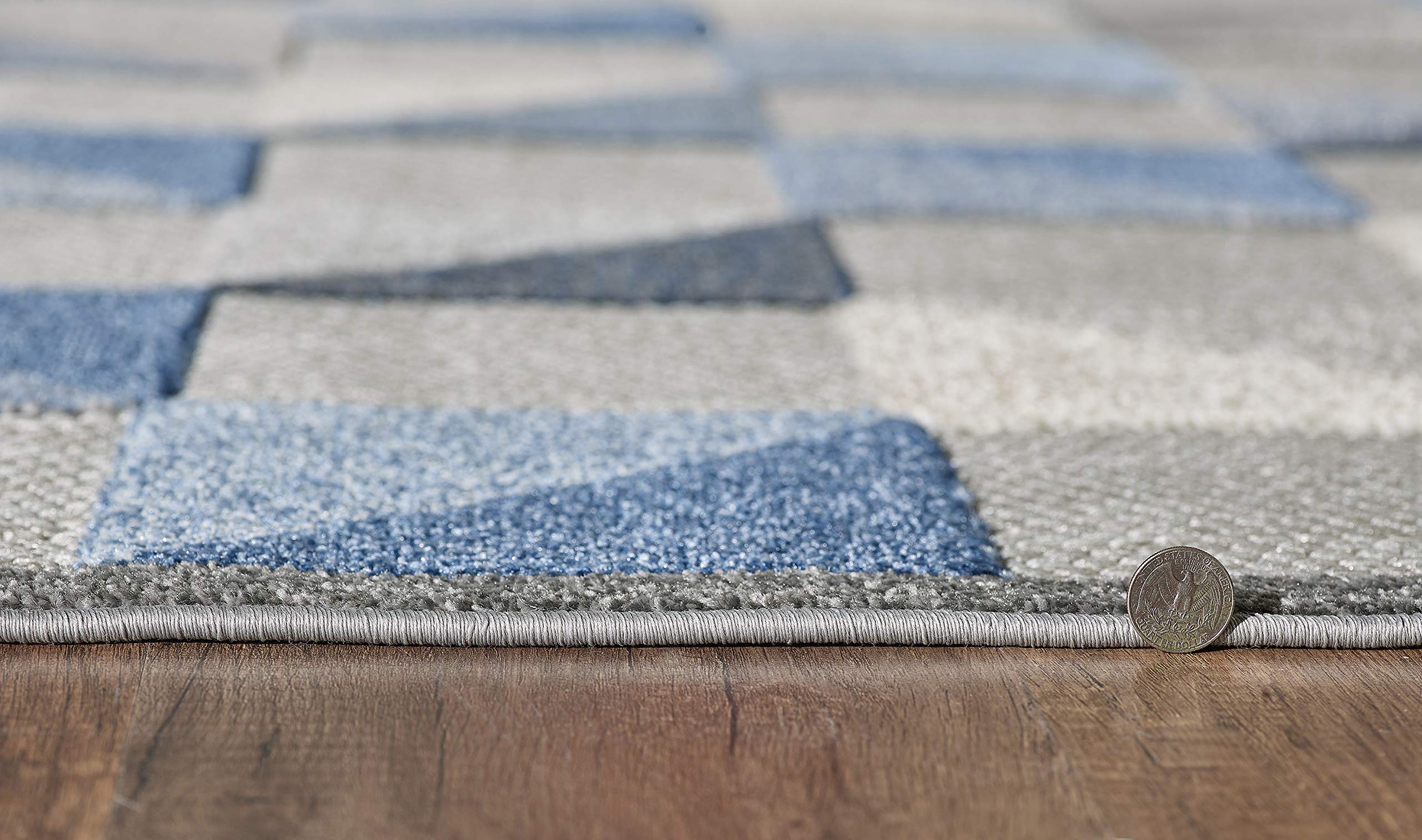KAS Rugs Calla Blue Scope Plush Round Area Rug 7'10' - Soft & Durable Living Room Carpet for Bedroom, Nursery & Home Decor