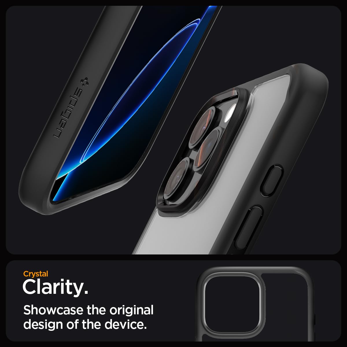 Spigen Ultra Hybrid Case for iPhone 16 Pro - Matte Black | Shockproof & Scratch-Resistant Protection | Perfect for Everyday Use, Travel & Outdoor Activities