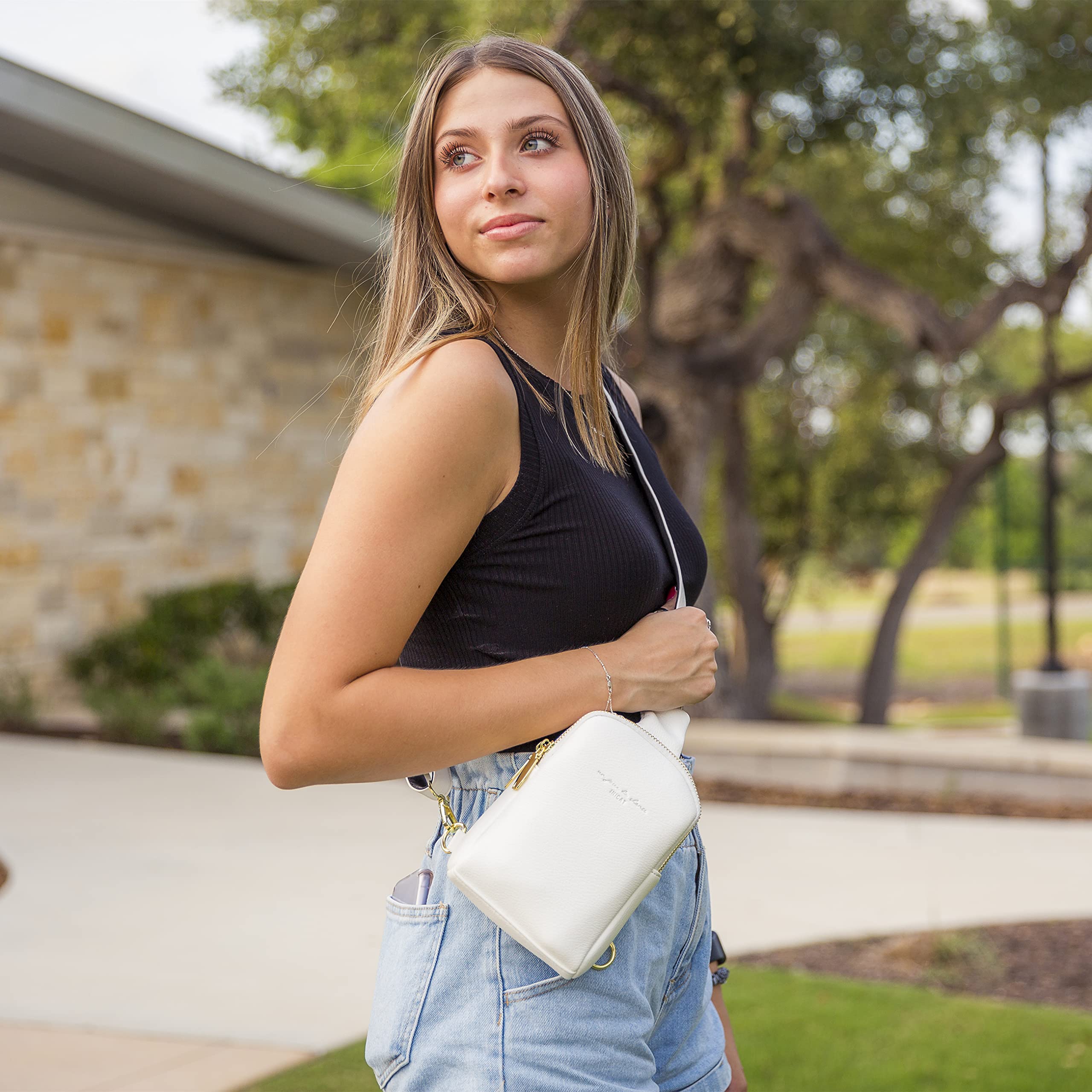 INICAT Genuine Leather Crossbody Bag for Women - Small Sling Bag, Fanny Pack with Adjustable Strap - Perfect for Travel, Shopping & Daily Use