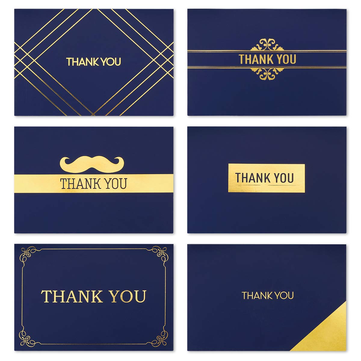 120 Bulk Navy Blue & Gold Thank You Cards with Envelopes - 4x6 Inch Blank Note Cards for Business, Wedding, Graduation, Birthday & Bridal Shower - Perfect for Expressing Gratitude & Appreciation in Personal & Professional Settings