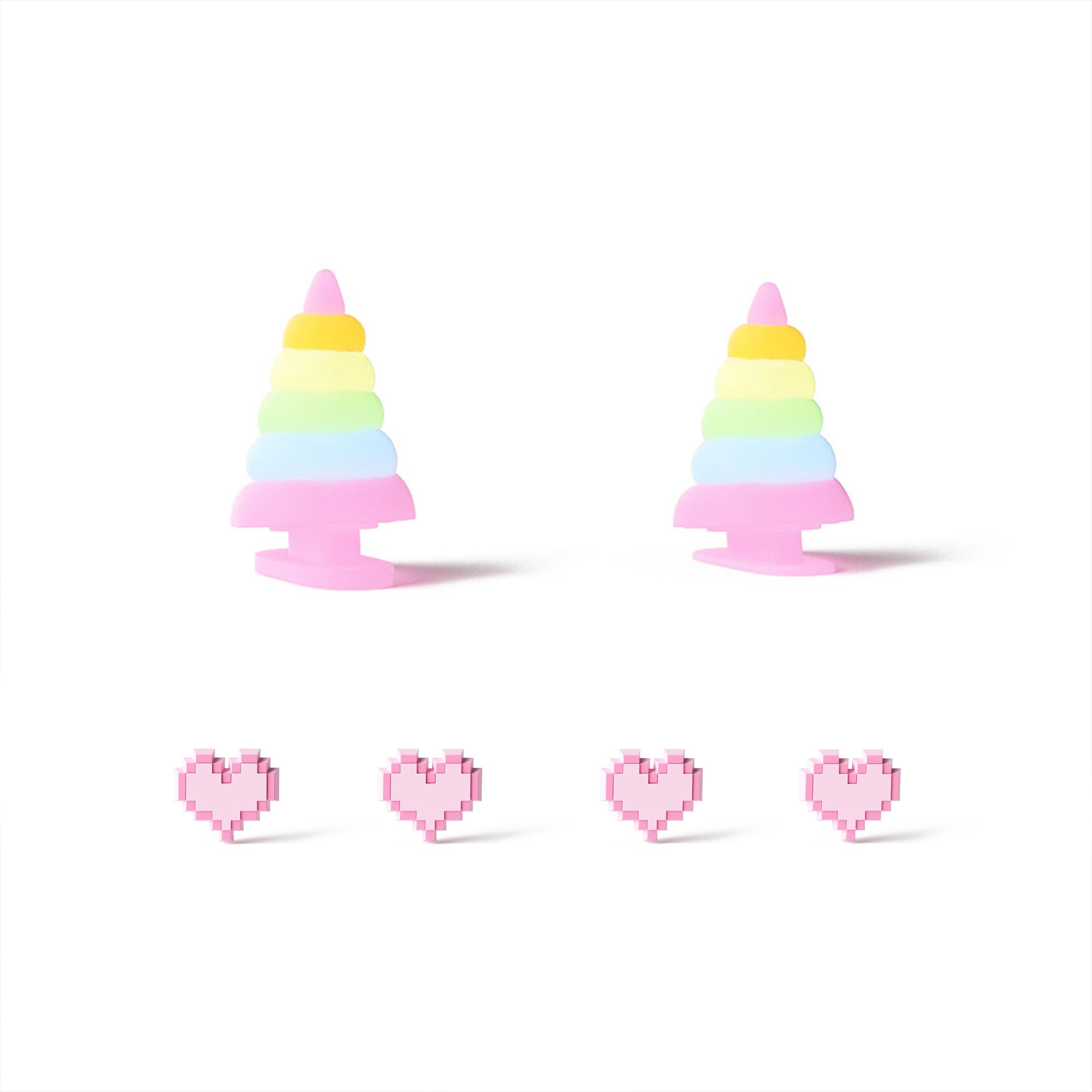 Sharkicks Pro Unicorn Fins with Pixel Heart Eyes - Cute Swimming Accessories for Kids Pool Parties & Underwater Photography