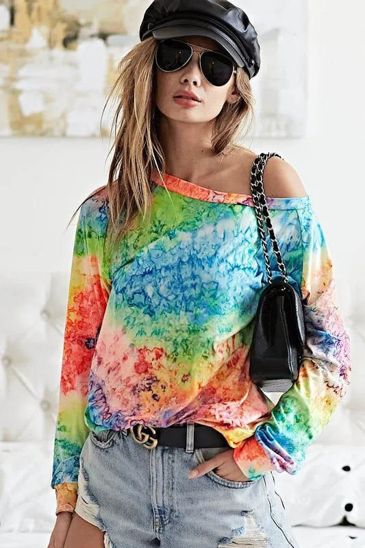 BiBi Tie Dye Soft Knit Jersey T-Shirt for Women | Comfortable Casual Tee | Perfect for Summer Outfits, Beach Days & Weekend Wear