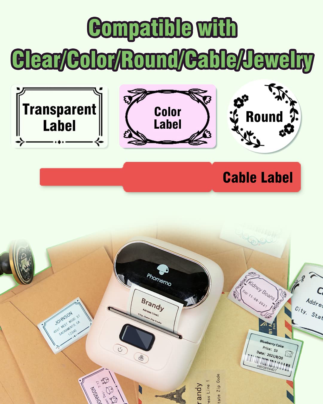 Phomemo M110 Bluetooth Label Maker Machine - Portable Label Printer for Business, Office, Retail with Barcode, Fonts, Icons & Templates (Pink) | Perfect for Organizing Cables, Files, Products & Inventory Management