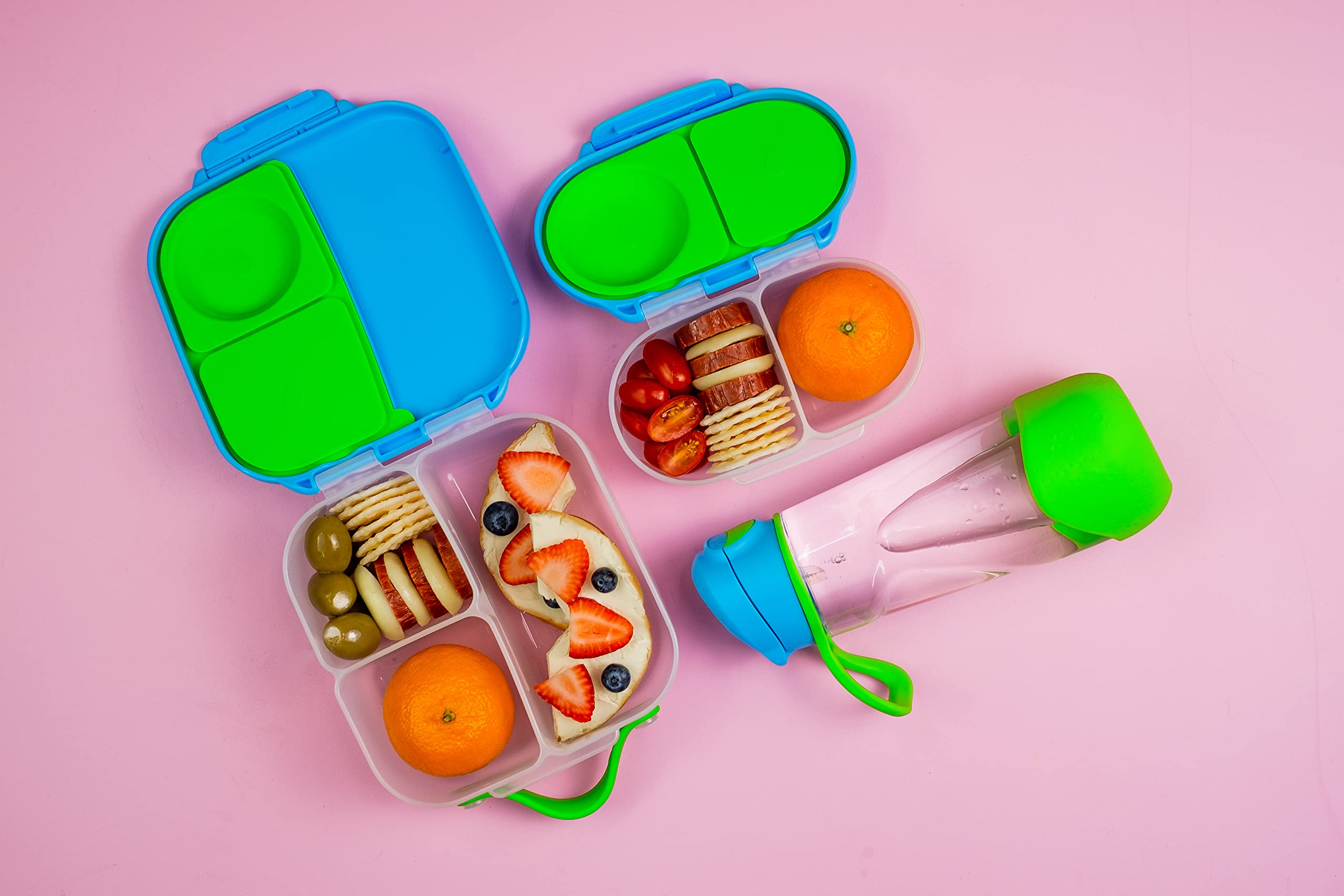 BPA Free Mini Bento Lunch Box with 2 Leakproof Compartments | b.box Snackbox for Toddlers & Kids | Perfect for School Lunches, Snacks & Whole Fruits | Ocean Breeze Design | Ideal for Daycare, Picnics & On-the-Go Meals