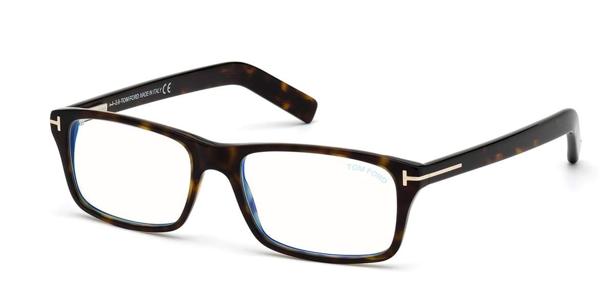 Tom Ford FT 5663 -B 052 Eyeglasses - Classic Dark Havana Frame with Blue Block Lenses for UV Protection | Stylish Reading Glasses & Computer Glasses for Men & Women | Perfect for Office, Driving and Daily Wear
