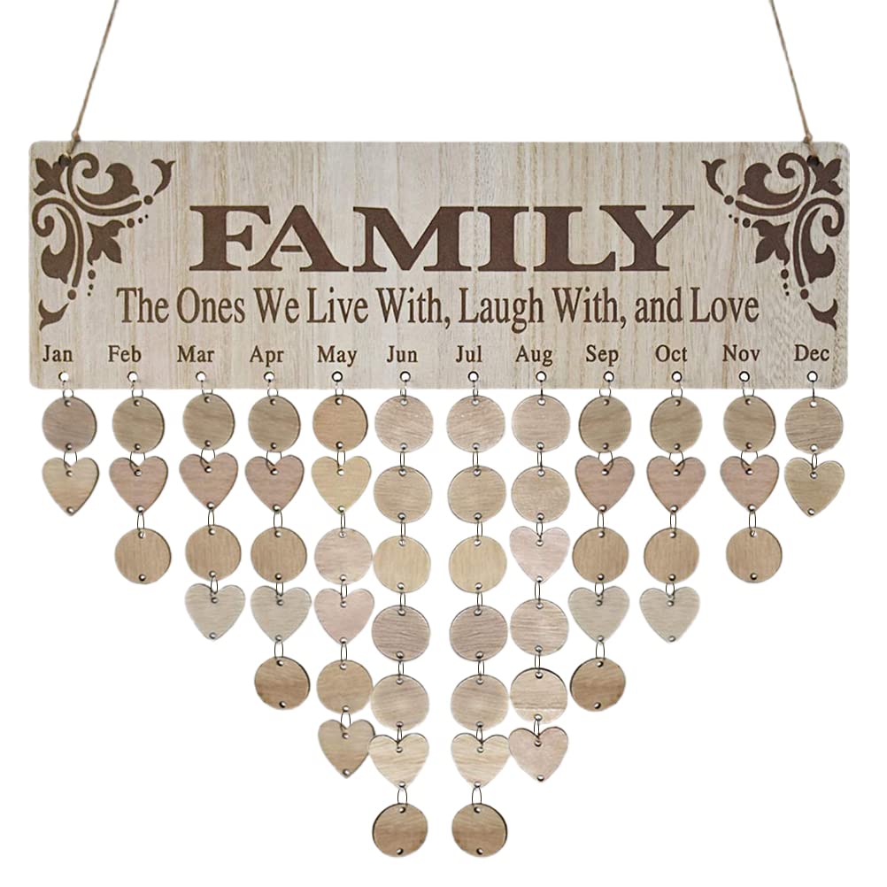 Osuner Wooden Hanging Calendar - DIY Family Organizer & Birthday Tracker for Home Decor