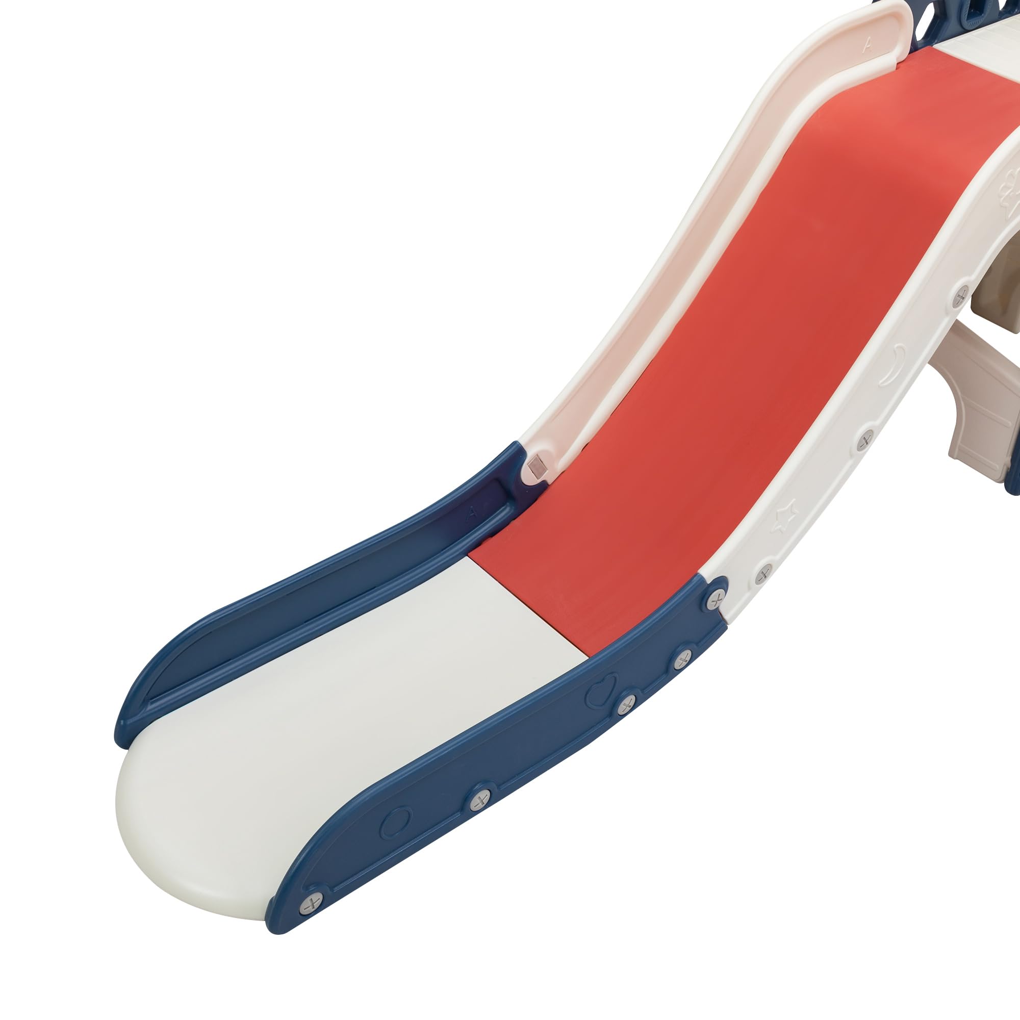 Best Toddler Slide Playset for Kids Age 1-3 - Freestanding Indoor/Outdoor Playground with Climber, Basketball Hoop, Storage Area & Fun Tunnel - Red & Blue Castle Design for Backyard, Nursery & Daycare Play